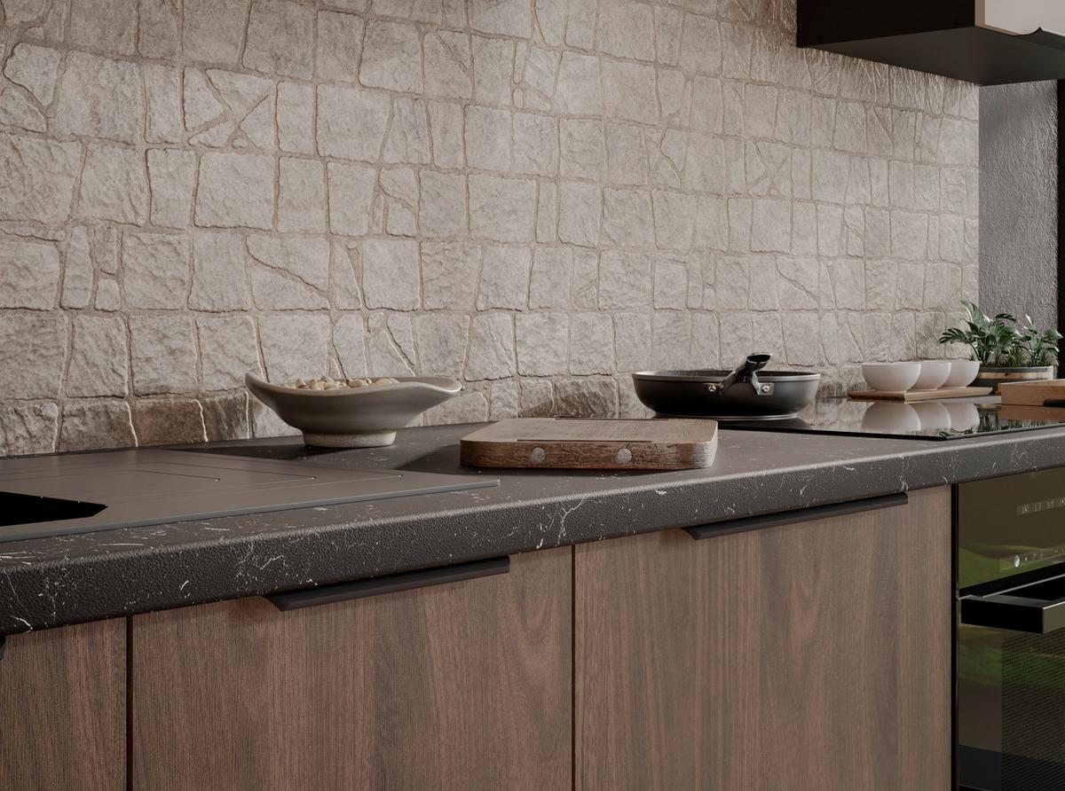 Blok Kuhinja Monza/arona - kašmir/boje oraha, Moderno, staklo/drvni materijal (260/210/60cm) - Modern Living