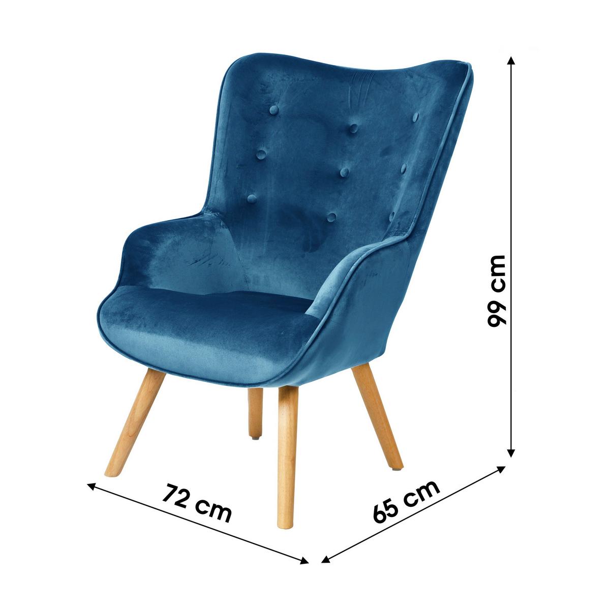 Fotel Malcolm - natúr/kék, textil/fa (72/99/65cm)