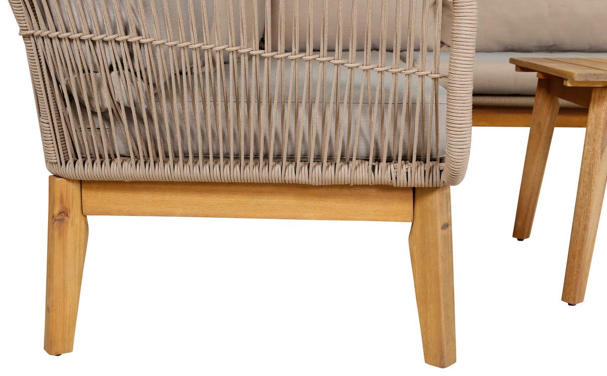 Loungegarnitur Chania ca. 210x160 cm Beige - Beige/Akaziefarben, KONVENTIONELL, Holz/Kunststoff (210/160cm) - Gardenson