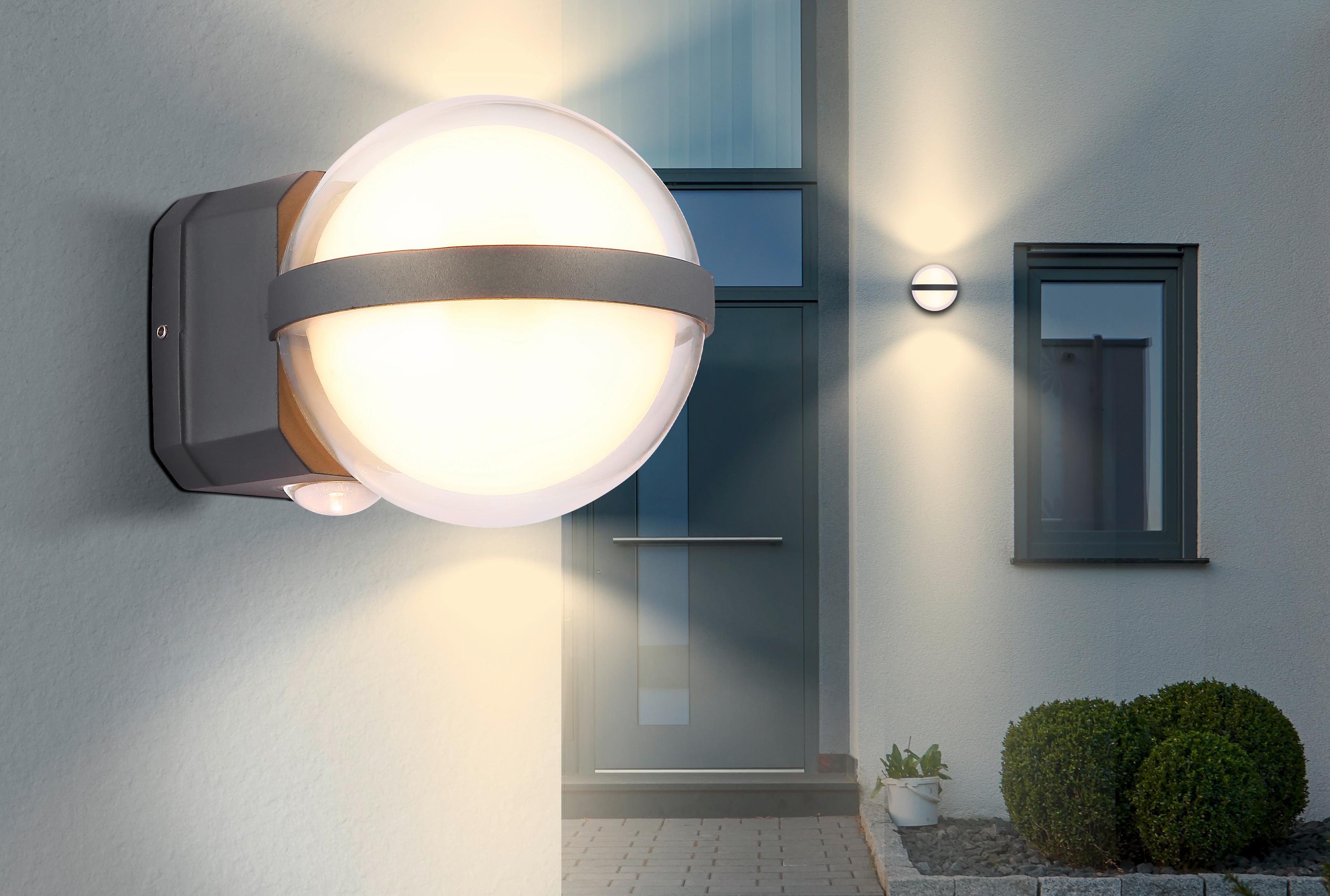 LED-Außenleuchte Illi Klar/Opal max. 12 Watt - Klar/Anthrazit, Basics, Kunststoff/Metall (10,5/13/11cm) - Globo