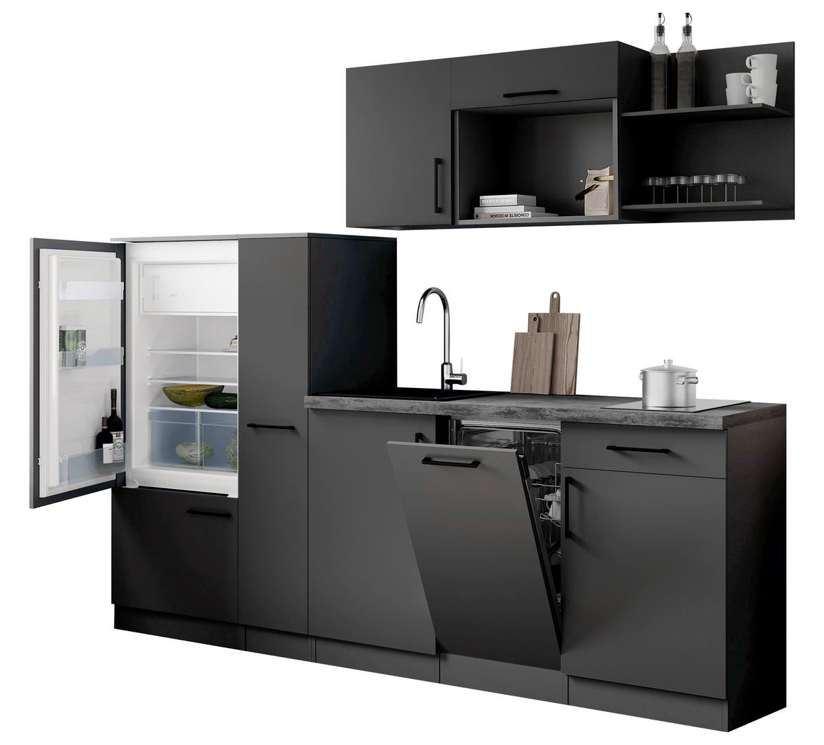 Küchenblock Oliver m. Geräten Grau - Grau, Trend, Holzwerkstoff/Metall (235cm) - Respekta