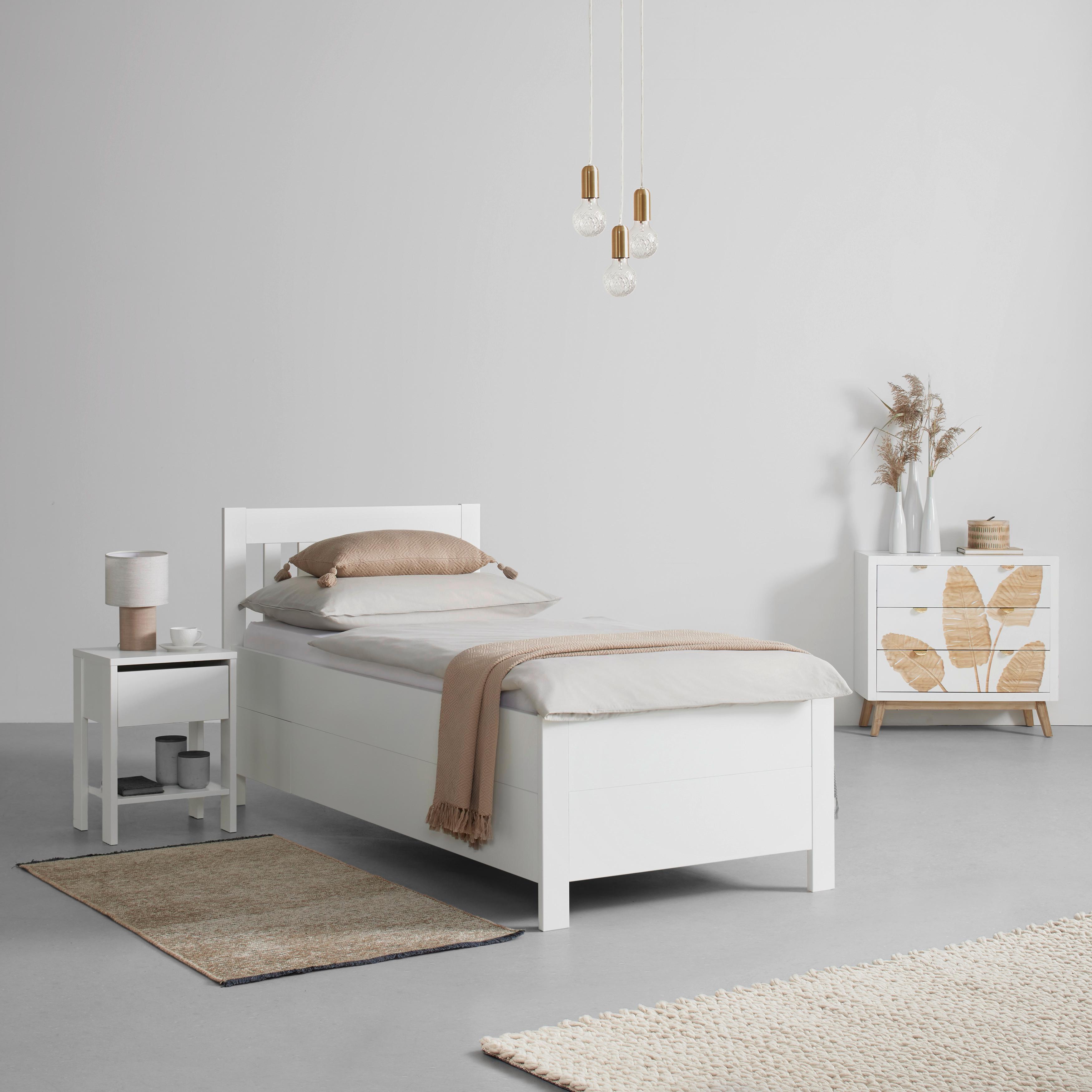 Stauraumbett Nizza Weiss ca. 90x200cm - Weiss, Romantik / Landhaus, Holz (90/200cm) - Zandiara