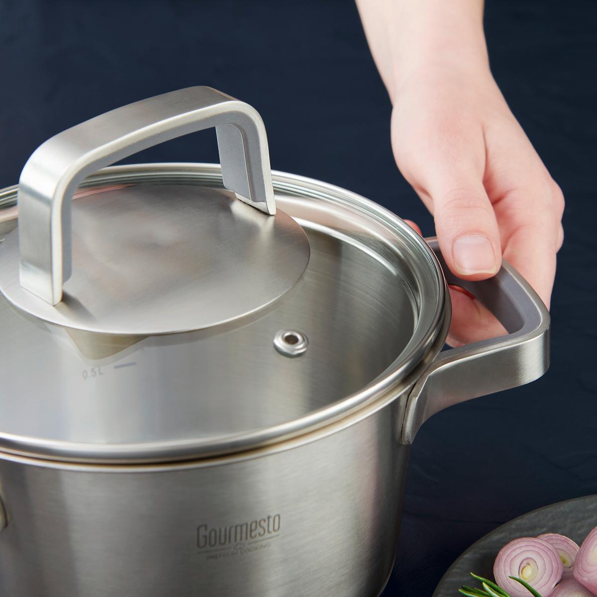 Kochtopf Silverline Ø ca. 16cm - Klar/Edelstahlfarben, KONVENTIONELL, Glas/Metall (16/9,5cm) - Gourmesto