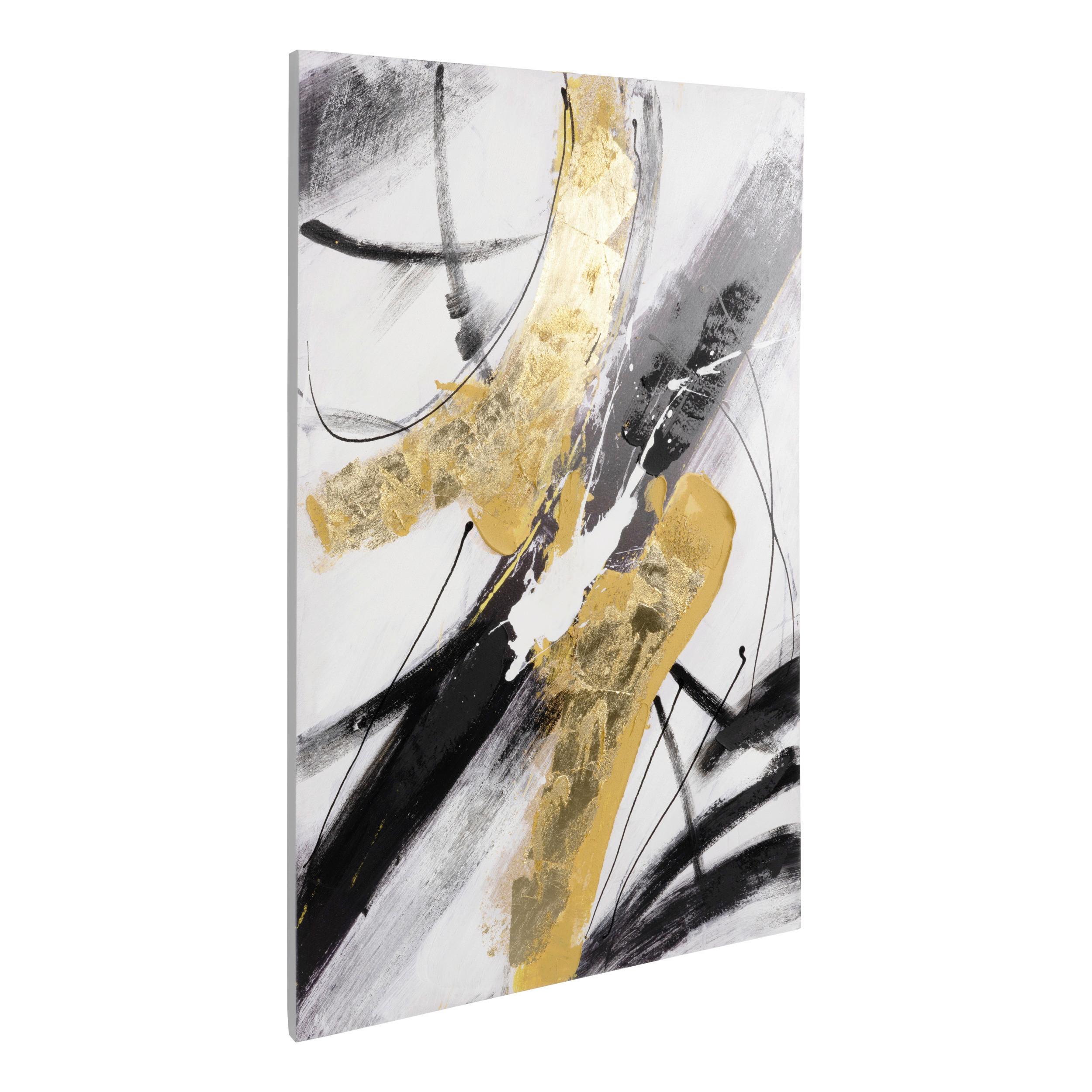 Bild Toshima Schwarz/Weiß/Gold ca. 118x78cm - Goldfarben/Schwarz, Trend, Kunststoff/Textil (118/1,6/78cm) - Eglo
