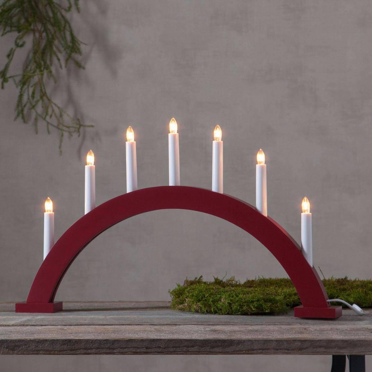 Led-dekoleuchte 230-35 Kerzenständer - Weiss/Rot, Basics, Holz/Kunststoff (57/6/34cm) - Eglo