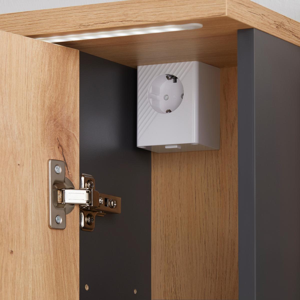 Spiegelschrank Memphis Grau - Eiche Artisan/Grau, Modern, Glas/Holzwerkstoff (80/69/23cm) - Mömax