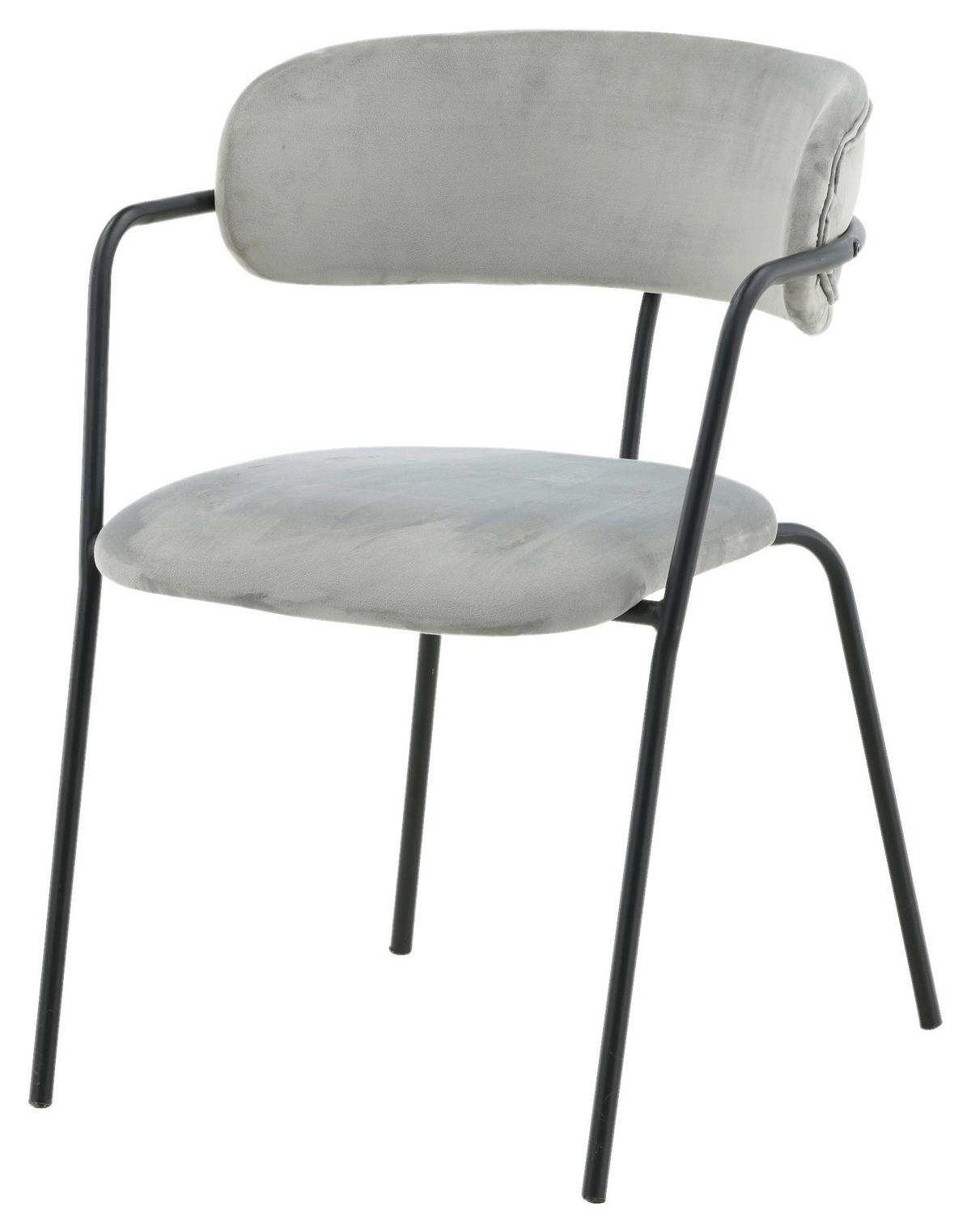 Stuhl-Set Arrow 2er-Set ca. 58x79 cm Samt Grau - Schwarz/Grau, Design, Textil/Metall (58/79/61cm) - Livetastic