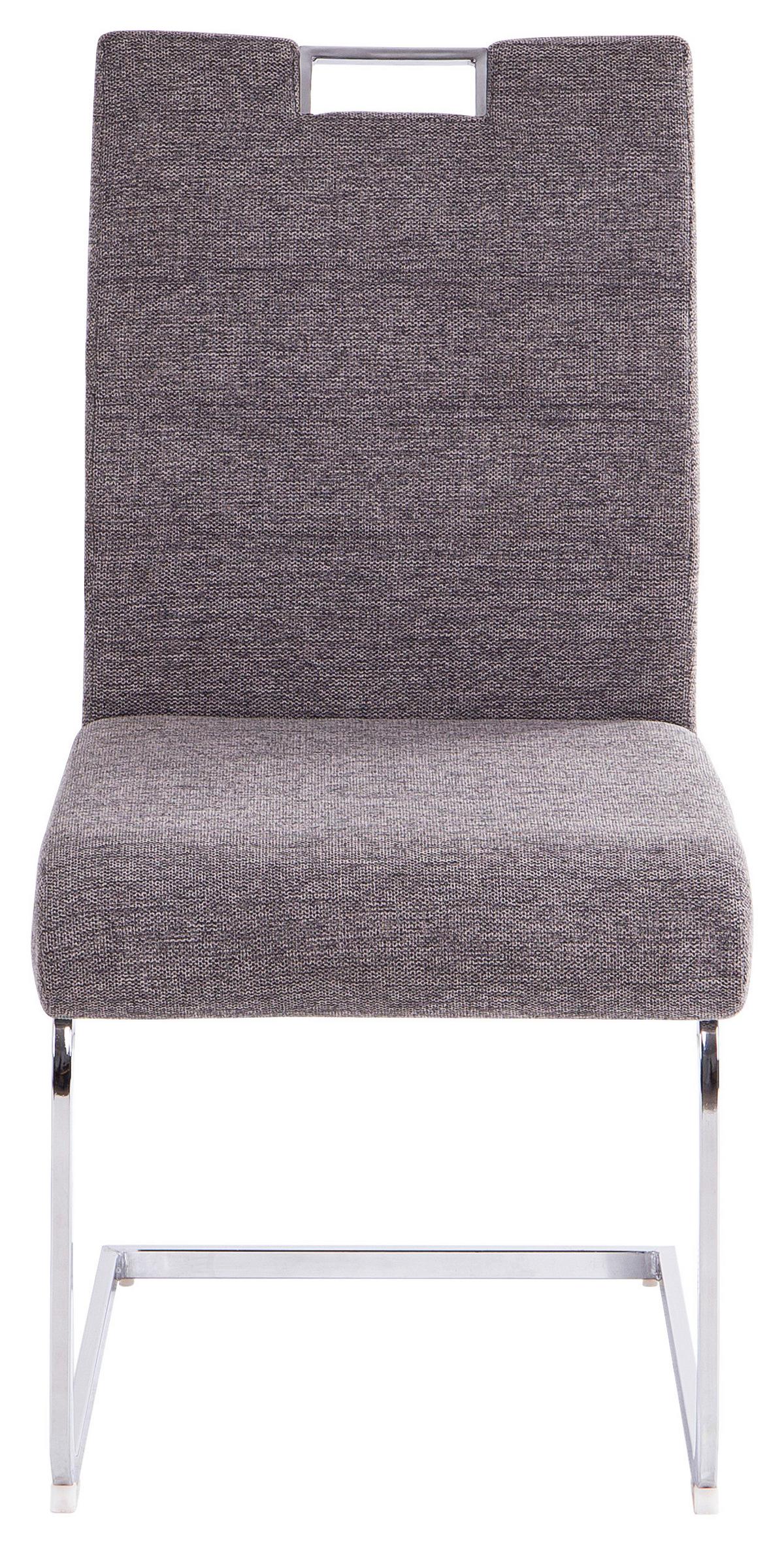 KRZESŁO NA PŁOZIE SALLY 2 - szary/kolor chromowy, Design, metal/tkanina (49/98/62cm) - Carryhome