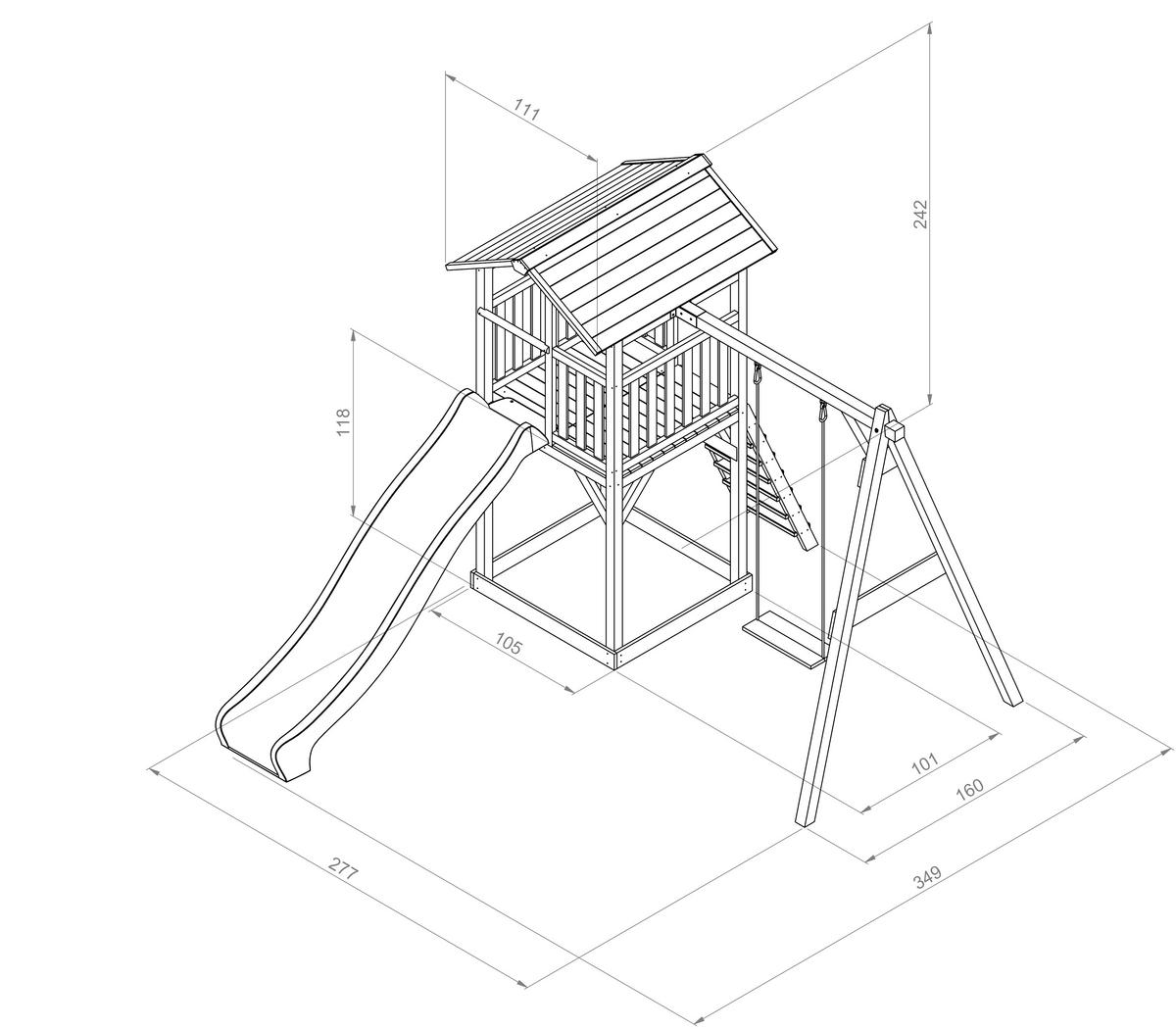 Spielhaus Beach Tower Swing - Blau/Weiß, Basics, Holz/Kunststoff (277/242/349cm)