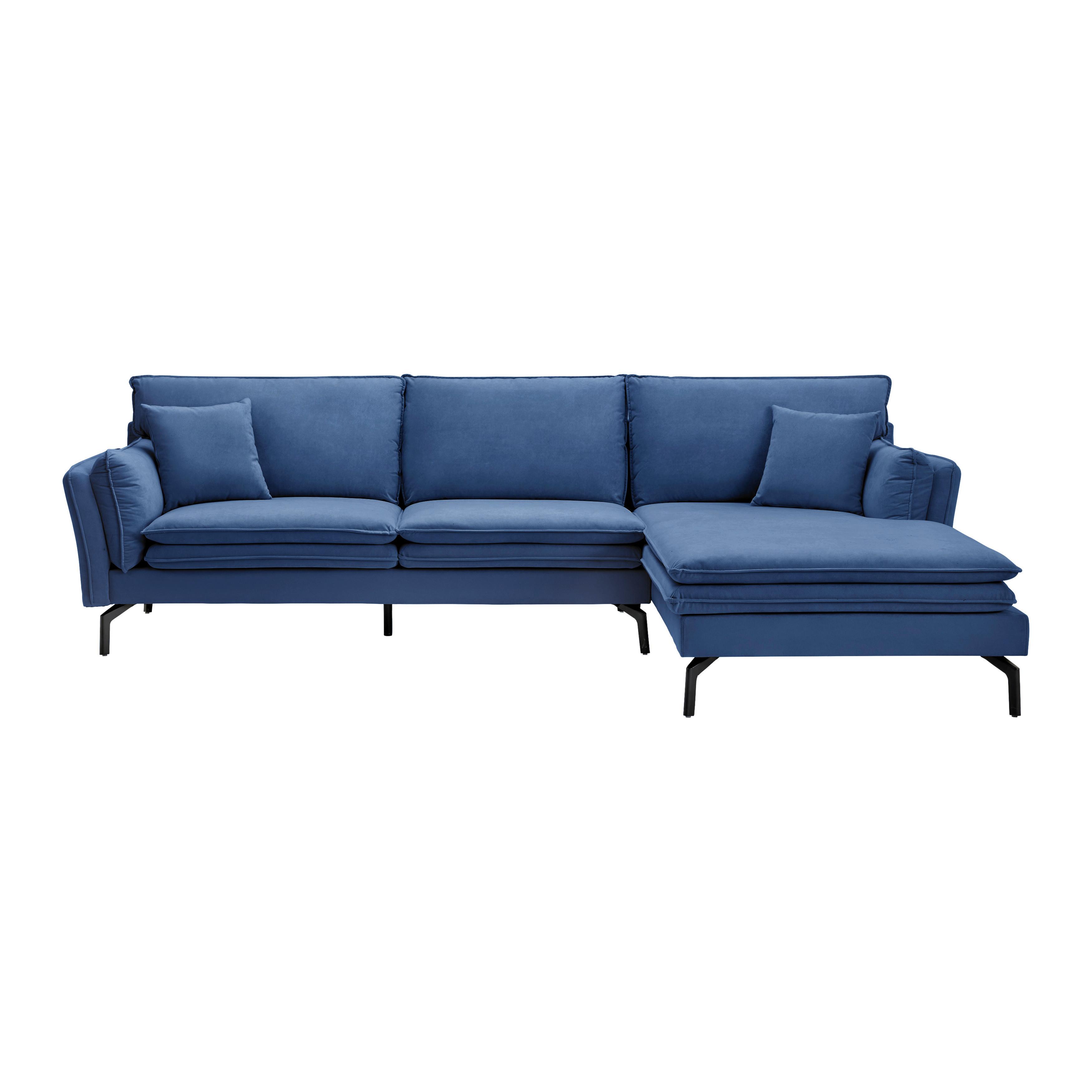 NAROŻNIK LANI - ciemnoniebieski/czarny, Modern, metal/drewno (296/86/170cm) - Bessagi Home