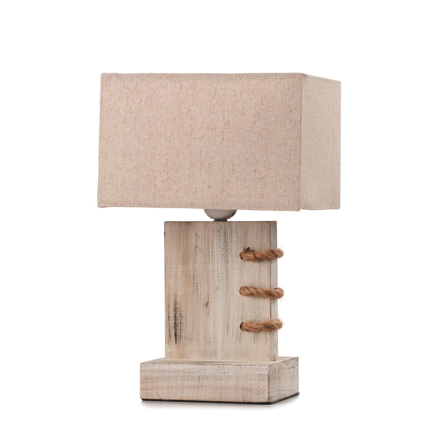 Nachttischleuchte Gea Beige max. 22 Watt - Beige, Natur, Holz/Textil (22/15/33cm)