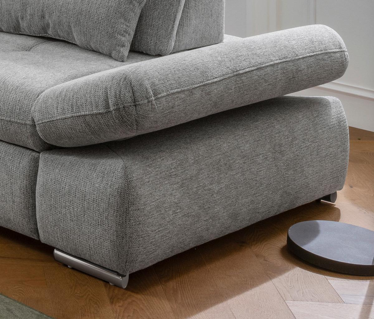 Wohnlandschaft Dalida Silberfarben Chenille - Chromfarben/Silberfarben, Design, Textil/Metall (254/280cm) - Livetastic