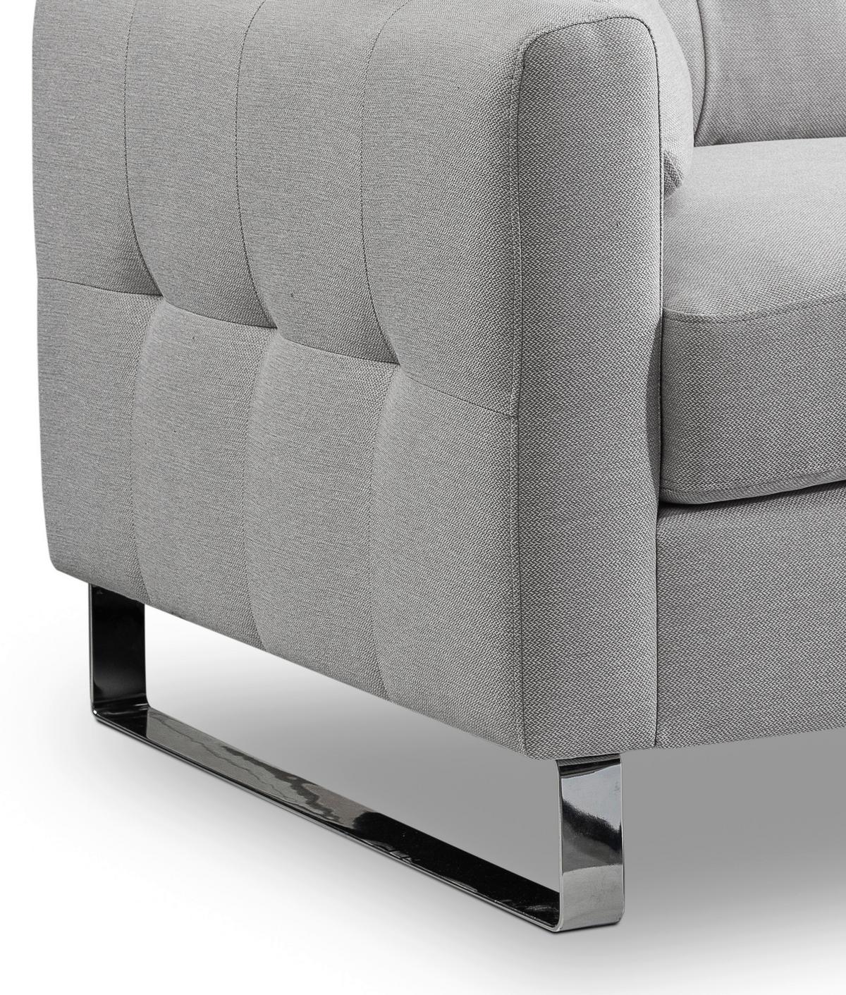 2,5-Sitzer-Sofa Hera Hellgrau - Chromfarben/Hellgrau, Basics, Holz/Textil (203/92/94cm) - MID.YOU