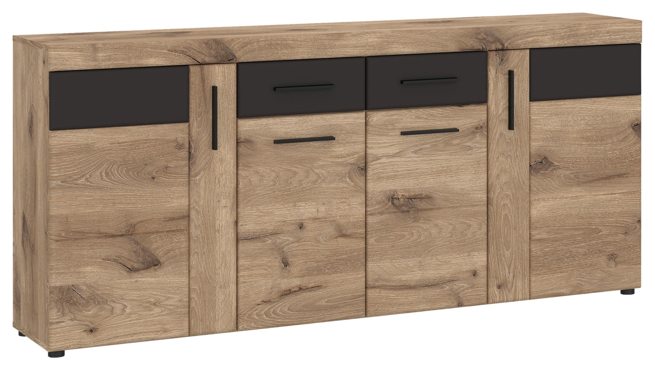 Komoda Grano - boje hrasta/tamno siva, Trend, drvni materijal/plastika (185,3/86/40,9cm) - Modern Living