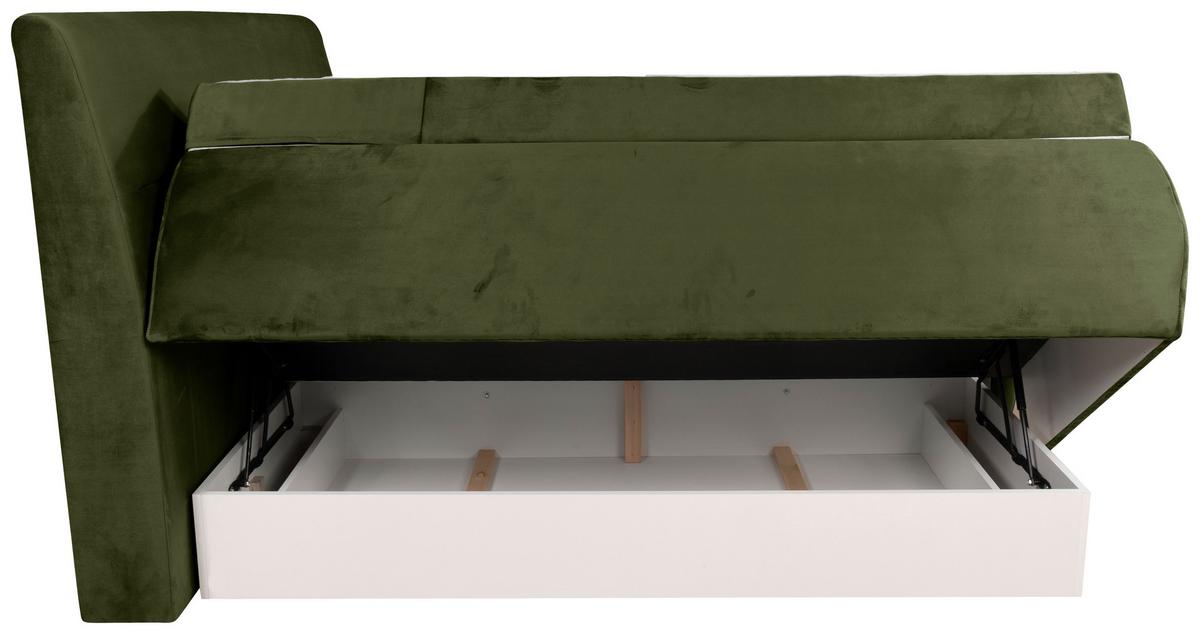 Boxspring Ágy Leon - sötétzöld, Modern, faalapú anyag/textil (160/200cm)