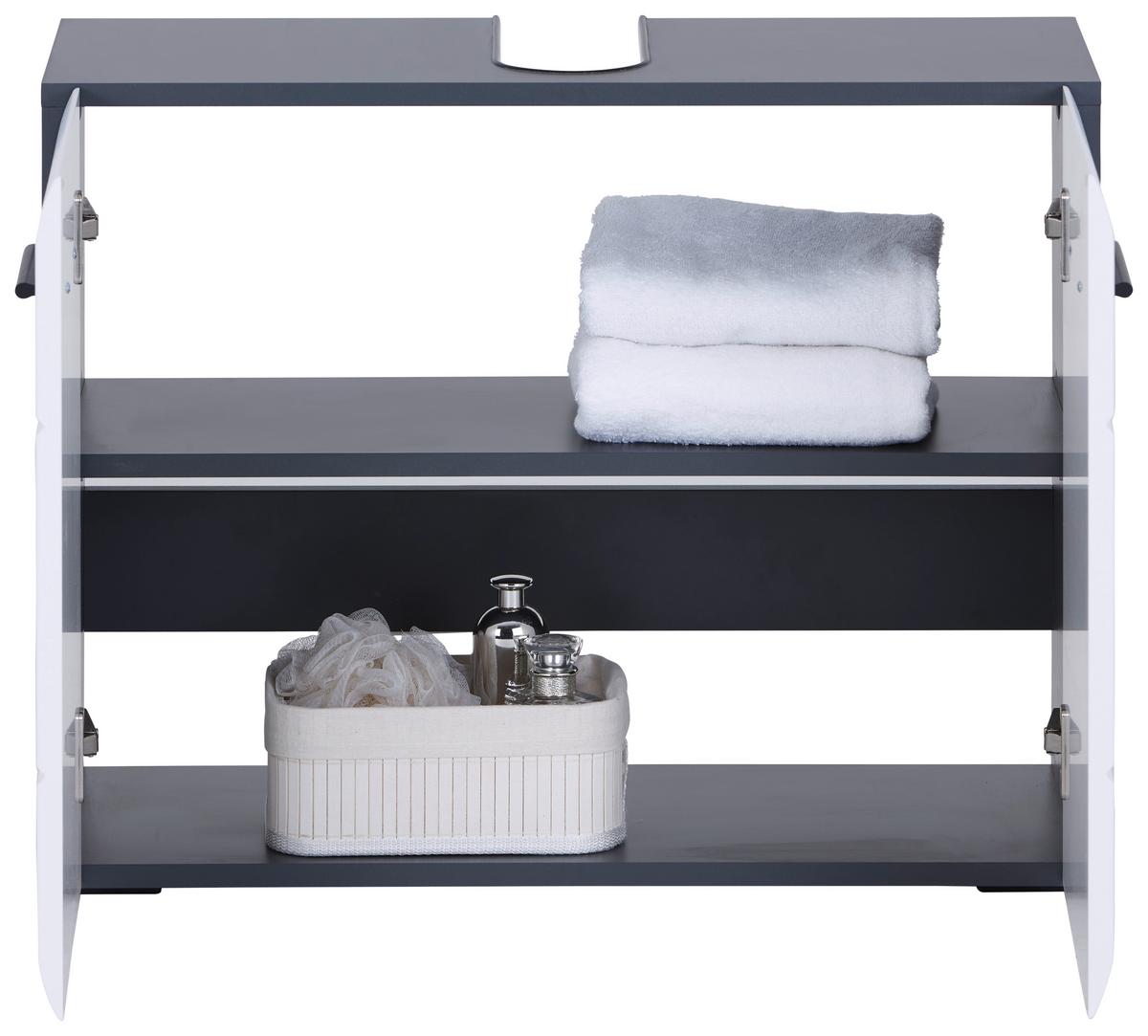 Omarica Za Pod Umivalnik Pearl New - bela/antracit, Konvencionalno, umetna masa/leseni material (70/55,5/29,6cm)