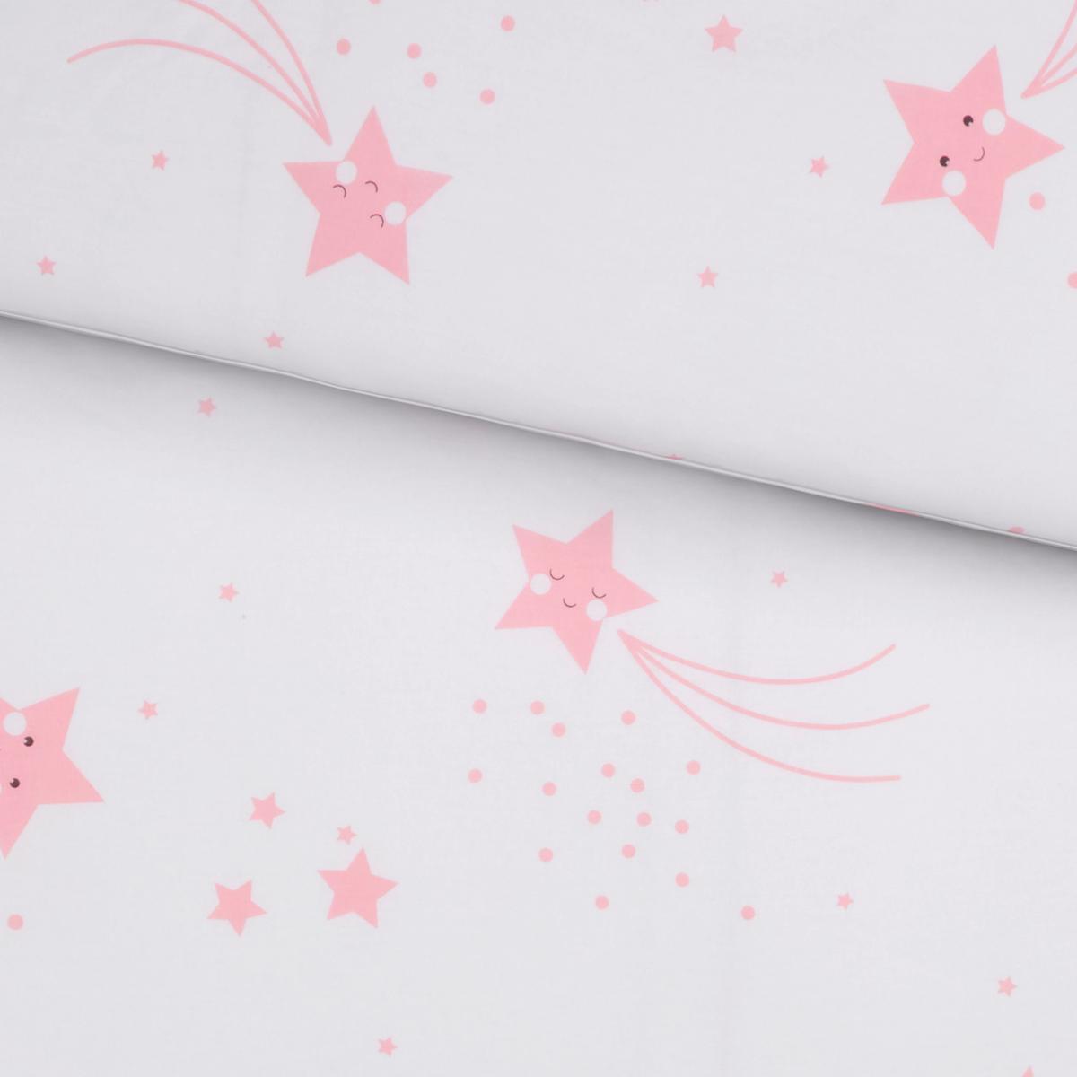 POŚCIEL NIEMOWLĘCA STERNENSCHWEIF - różowy/biały, Basics, tkanina (100/135cm) - My Baby Lou