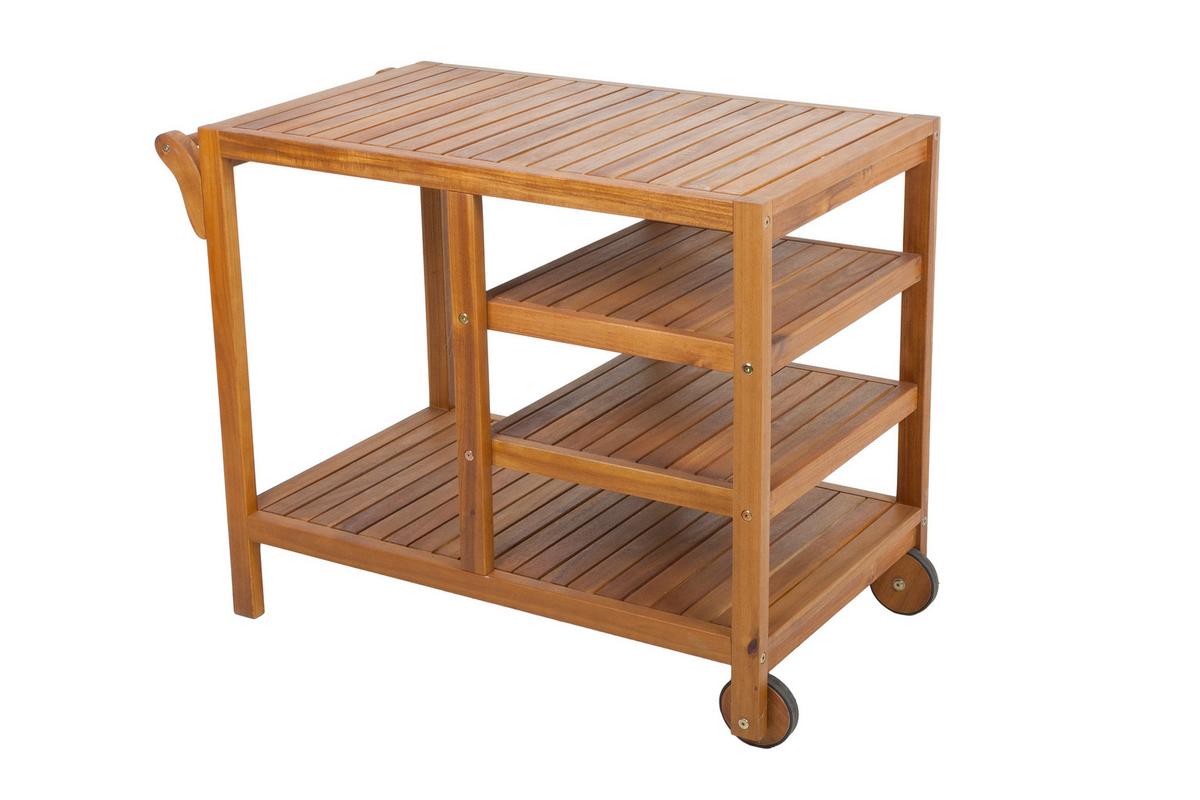 Servierwagen Akron ca. 55x75x89 cm Holz - Schwarz/Akaziefarben, Basics, Holz (54,5/75/89cm) - Gardenson