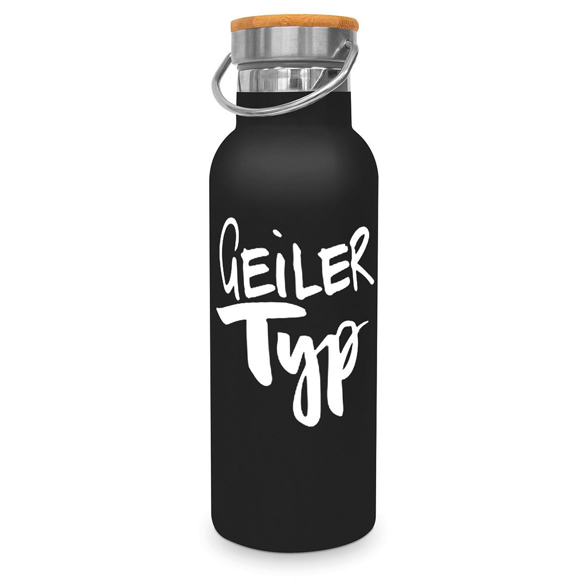 Thermosflasche Geiler Typ ca. 500ml - Schwarz/Weiß, Metall (22,5cm)