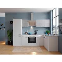 Eckküche Malia mit Geräten ca. 280x172 cm Weiß/Grau - Edelstahlfarben/Graphitfarben, Basics, Holzwerkstoff/Metall (280/172cm) - Respekta