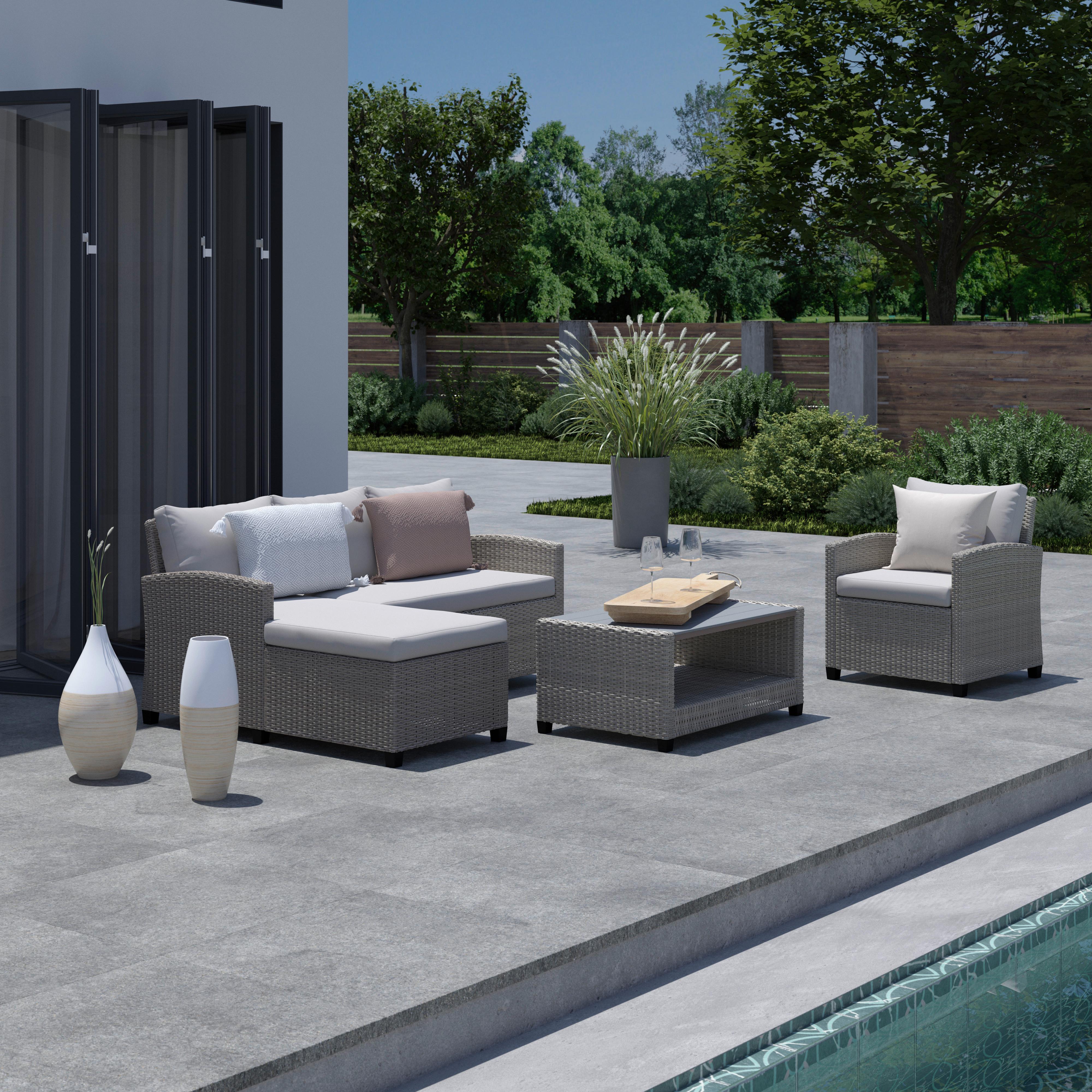 Garnitură grădină Dani montaj stânga - gri deschis/gri, Modern, plastic/metal - Mömax