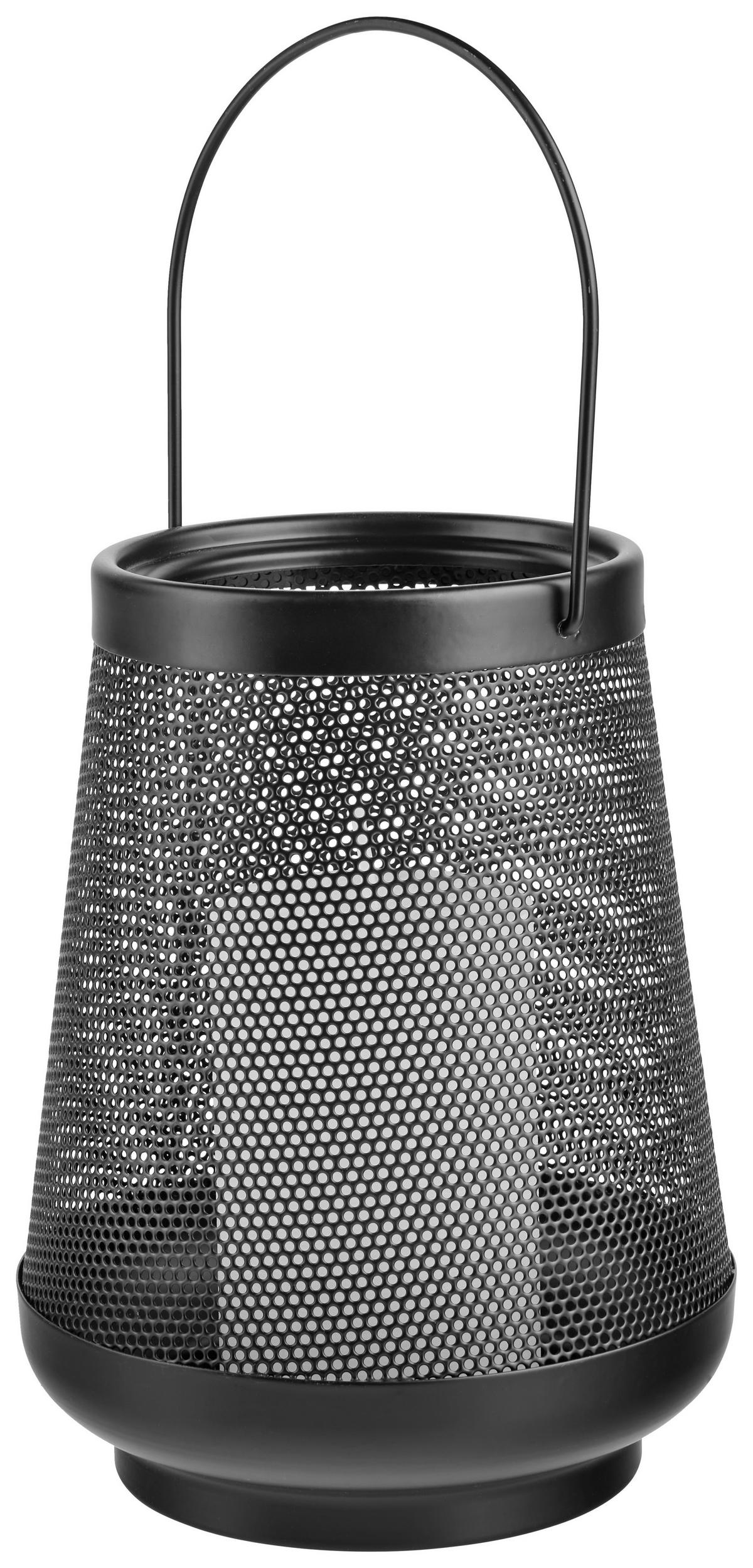 Laterne Theo in  Schwarz Ø ca. 15cm - Schwarz, Modern, Metall (15/19,5cm) - Modern Living