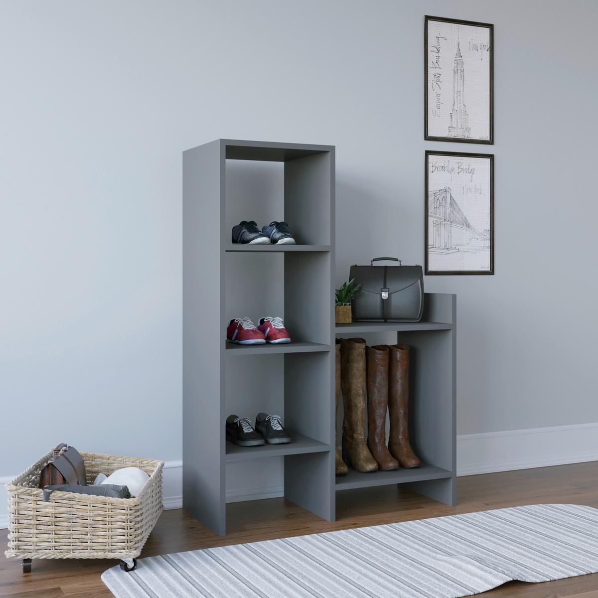 Regal Za Čevlje Earl - antracit, Design, leseni material (85,6/120/35,6cm) - Livetastic