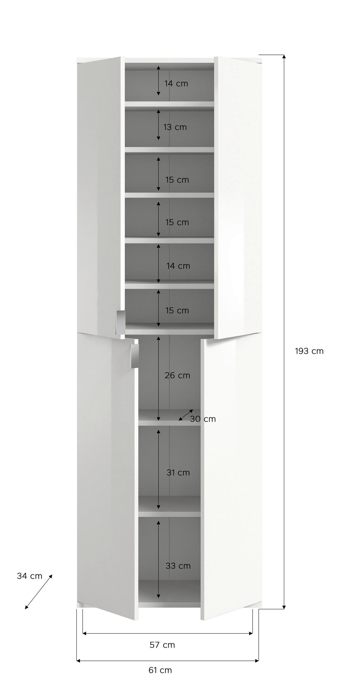 Garderobe Projekt X ca. 212x193 cm Eiche/Weiß - KONVENTIONELL, Holzwerkstoff (212/193/34cm) - MID.YOU