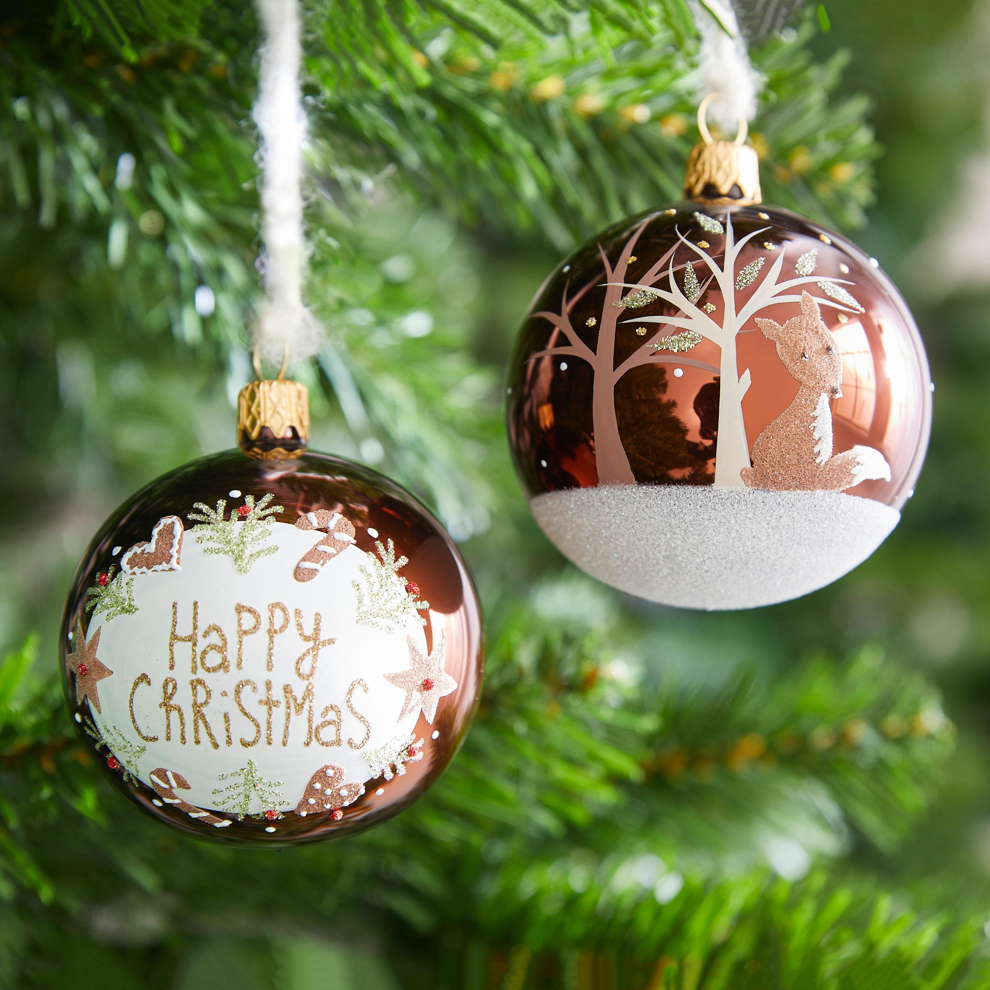 Christbaumkugel Isra in Braun, 2 Stück - Braun, Glas/Metall (7cm) - Modern Living