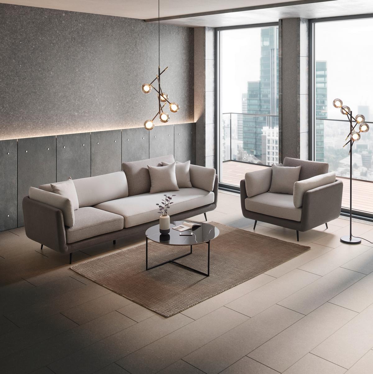Scaun de relaxare GENESIS - gri, Modern, lemn/metal (112/65/91cm) - Bessagi Home
