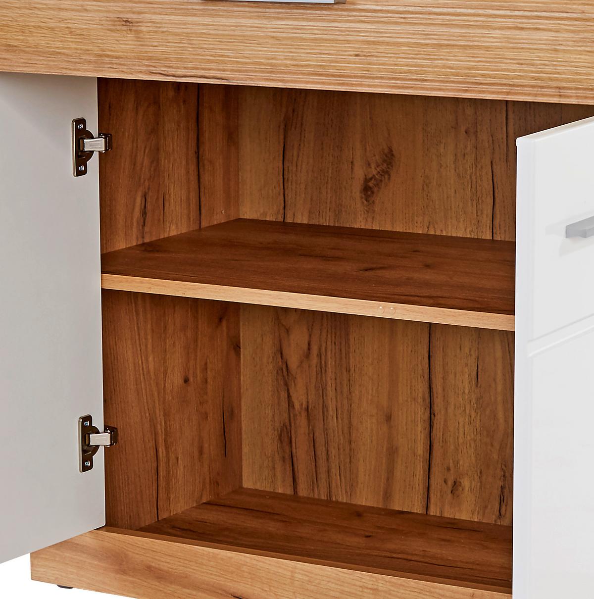 Comodă Malta - alb/culoare lemn stejar, Modern, material pe bază de lemn (96,4/86/39,9cm) - Modern Living