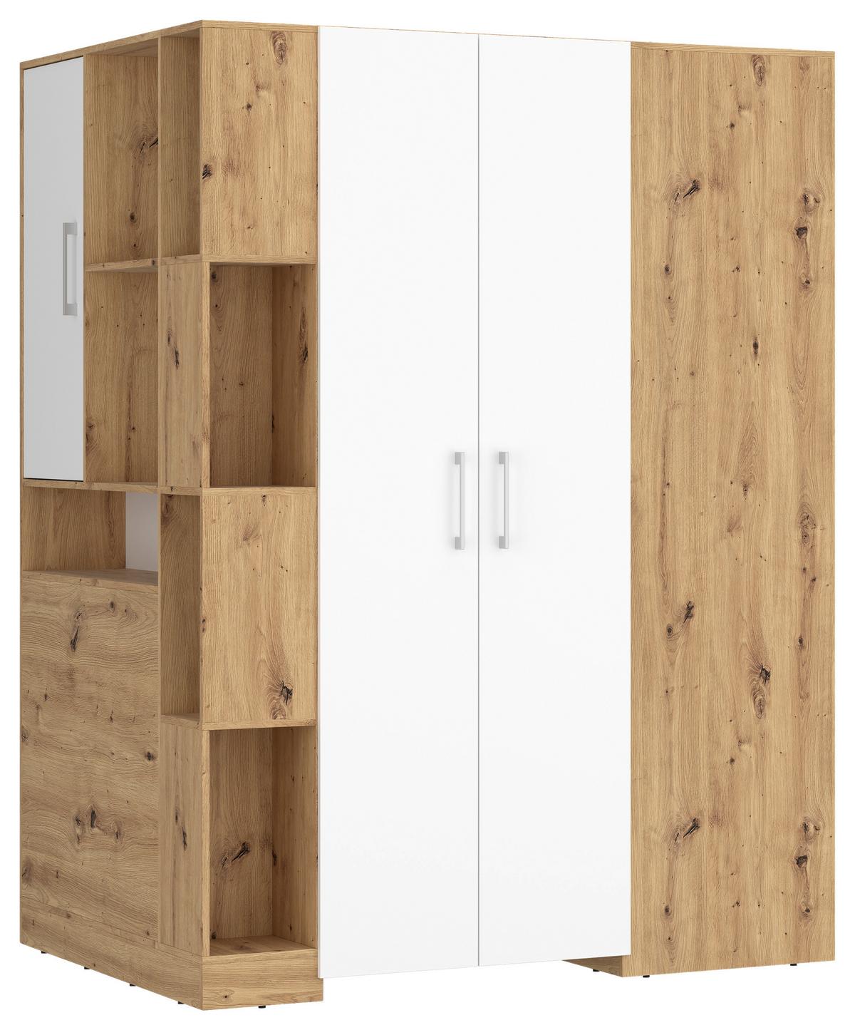 Ormar Kutni Box - bijela/hrast Artisan, Moderno, drvni materijal (120/205/150cm) - Modern Living