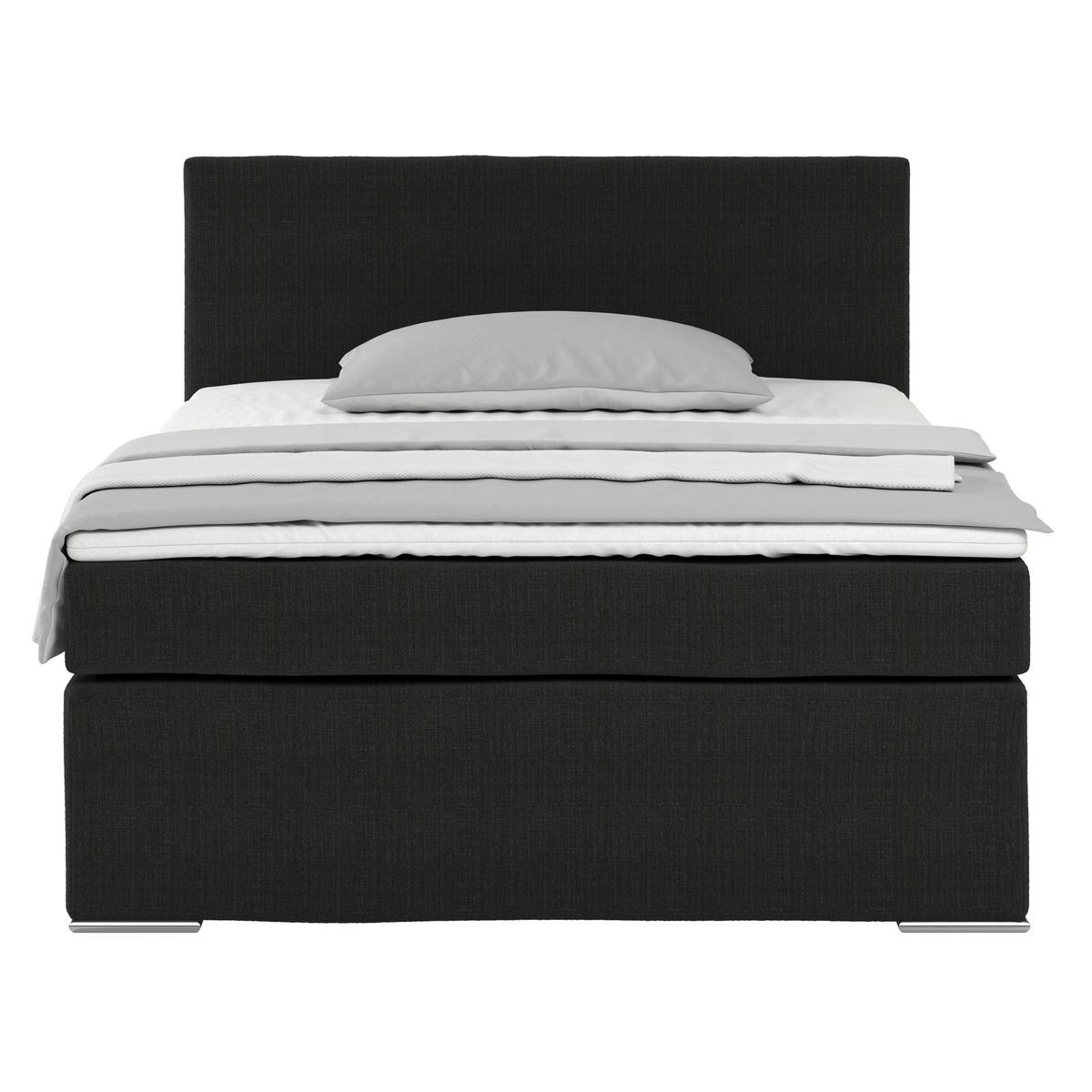 Postelja Boxspring Nero -Based-, Črna, 140x200 - barve kroma/črna, Konvencionalno, kovina/tekstil (140/200cm) - Based