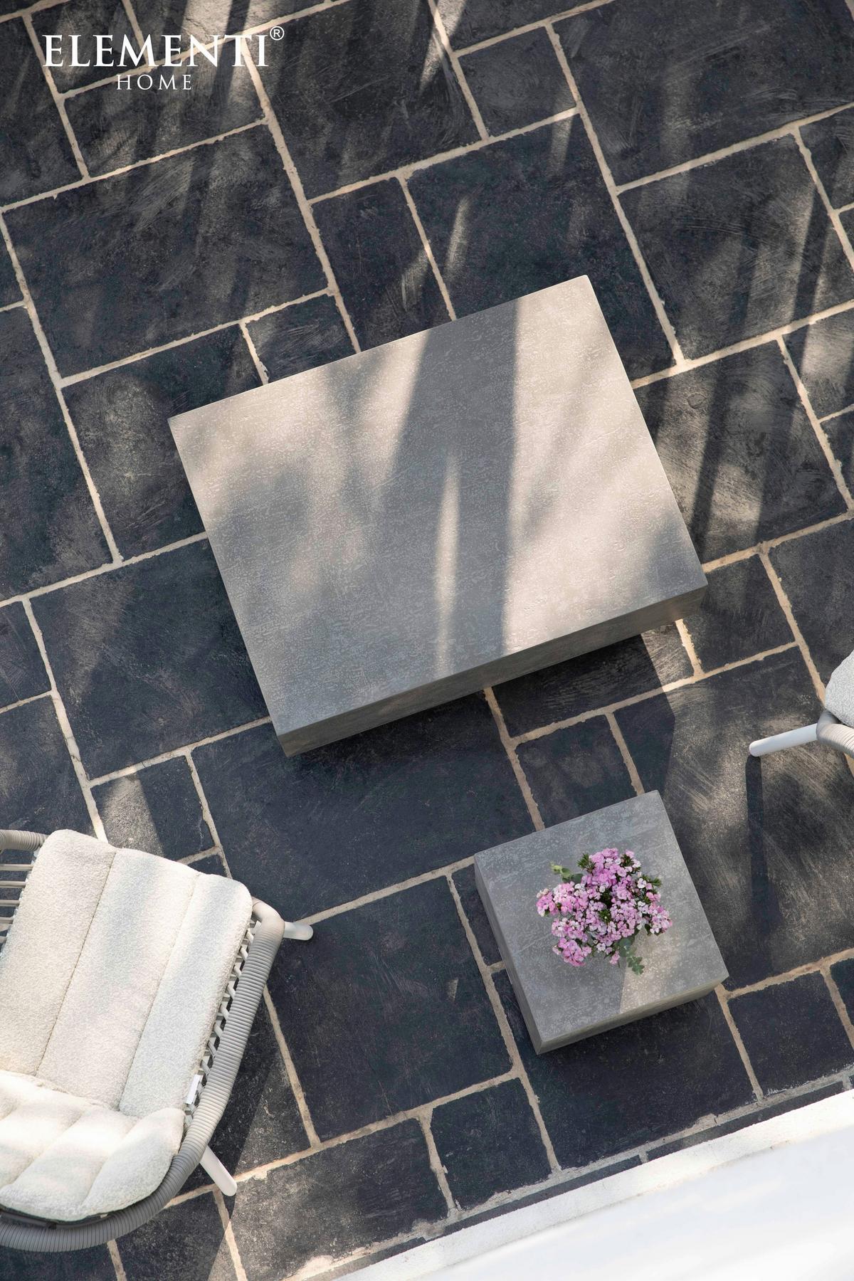 Loungetisch Tevere Hellgrau - Hellgrau, KONVENTIONELL, Stein (35/35/46cm) - Gardenson