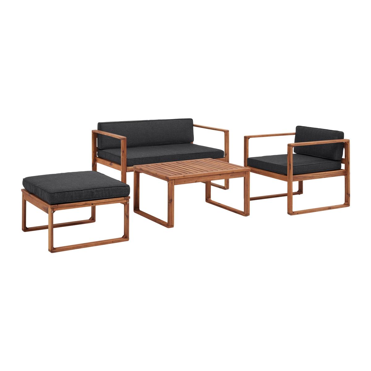 Garnitură grădină Elio - gri închis, Modern, lemn (120/60/68cm) - Bessagi Garden