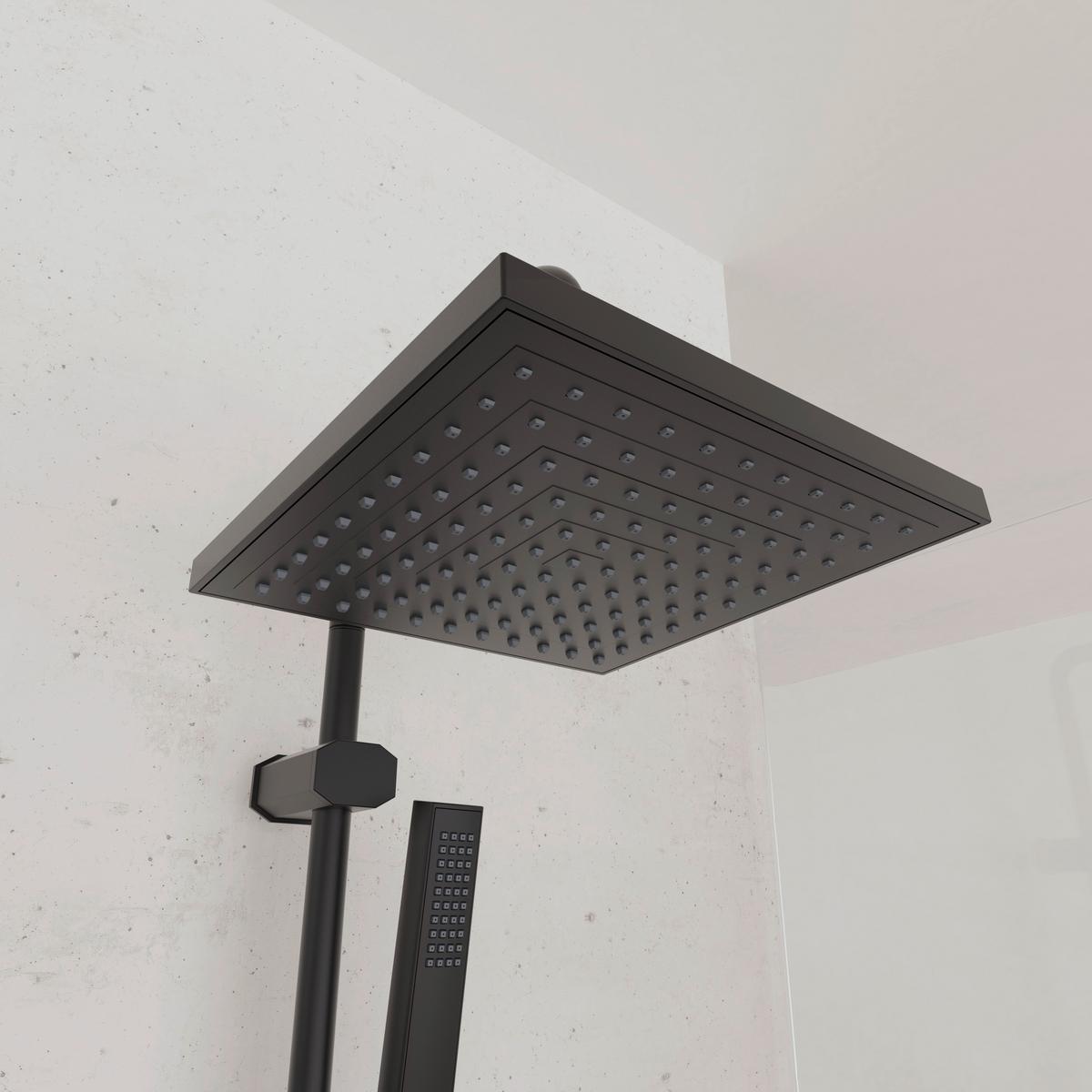 Überkopfbrauseset Tokyo Schwarz matt - Schwarz, Metall (34/99/5,5cm) - Mömax