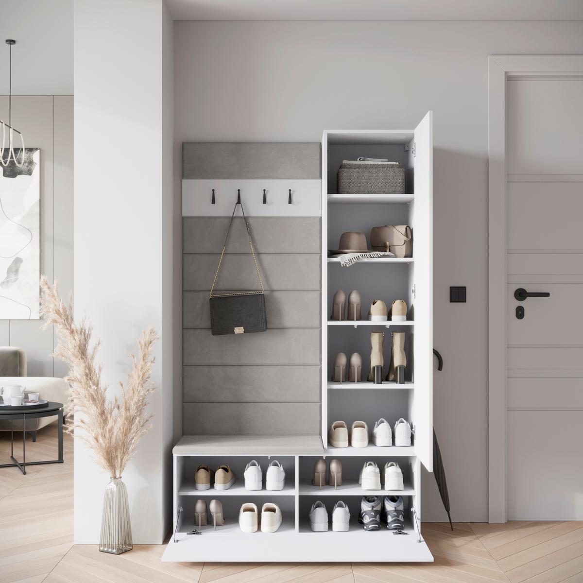 GARDEROBE GARDEROBE TEJO II - Weiss Hochglanz/Weiss, Design, Holzwerkstoff (115/192/37,5cm) - Livetastic