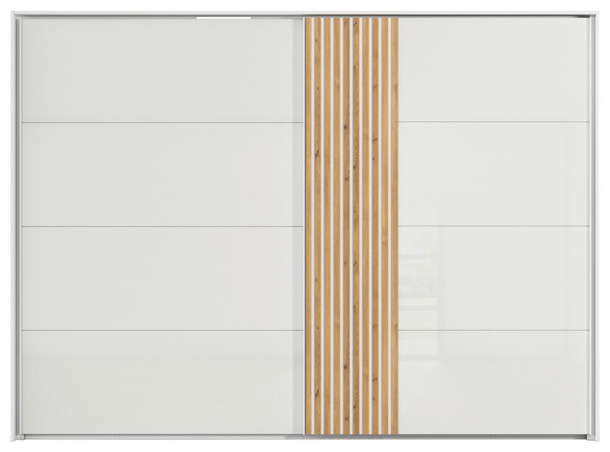 Omara Z Drsnimi Vrati Rievas, Bela, Barva Hrasta - barve hrasta/bela, Design, kovina/steklo (301/223/68cm) - Novel