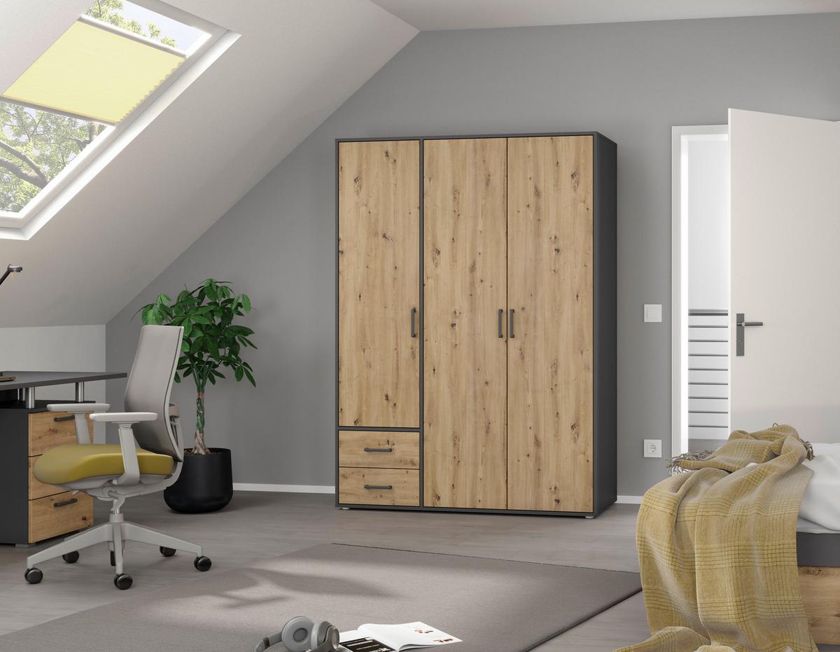 DULAP USI ROTATIVE VOYAGER - stejar Artisan/gri, Modern, material pe bază de lemn (140/194/53cm) - Modern Living