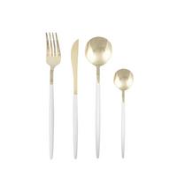 Besteckset Stella Weiß/Goldfarben 16-teilig - Goldfarben/Weiß, ROMANTIK / LANDHAUS, Metall - Mömax