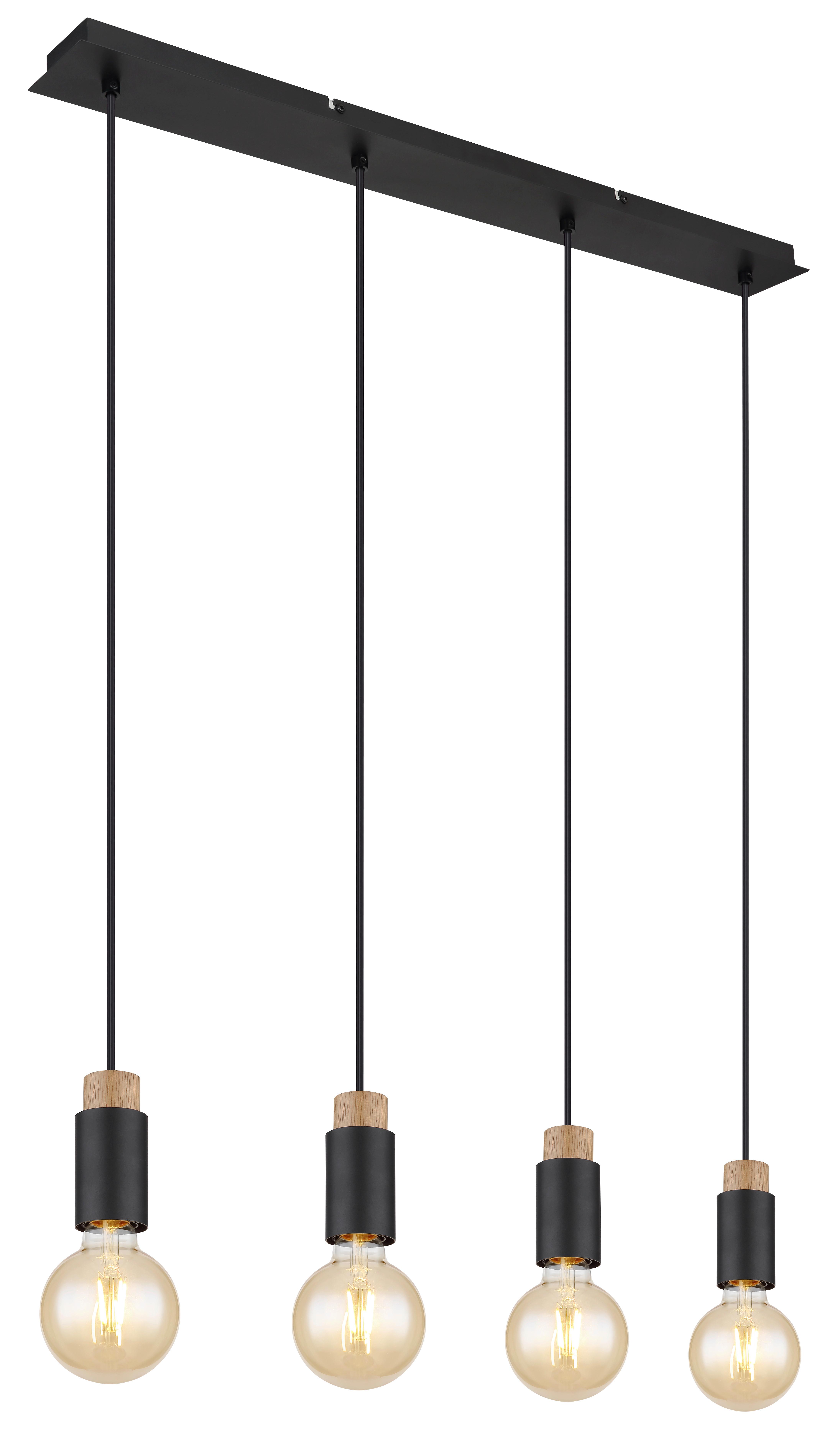 Hängeleuchte Matti in Schwarz/Braun max. 40 Watt - Dunkelbraun/Schwarz, Design, Holz/Kunststoff (75/8/120cm) - Globo