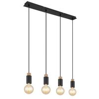 Hängeleuchte Matti in Schwarz/Braun max. 40 Watt - Dunkelbraun/Schwarz, Design, Holz/Kunststoff (75/8/120cm) - Globo