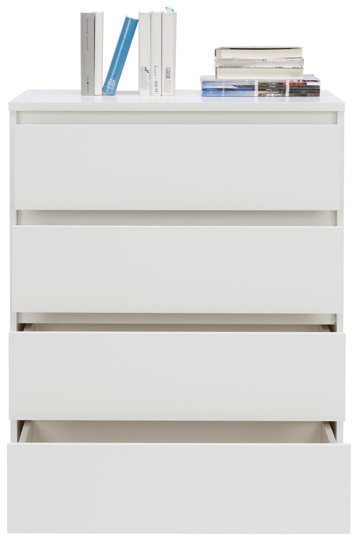 KOMODA LINE - kolor srebrny/biały, Design, materiał drewnopochodny/tworzywo sztuczne (80/103/48cm) - Carryhome