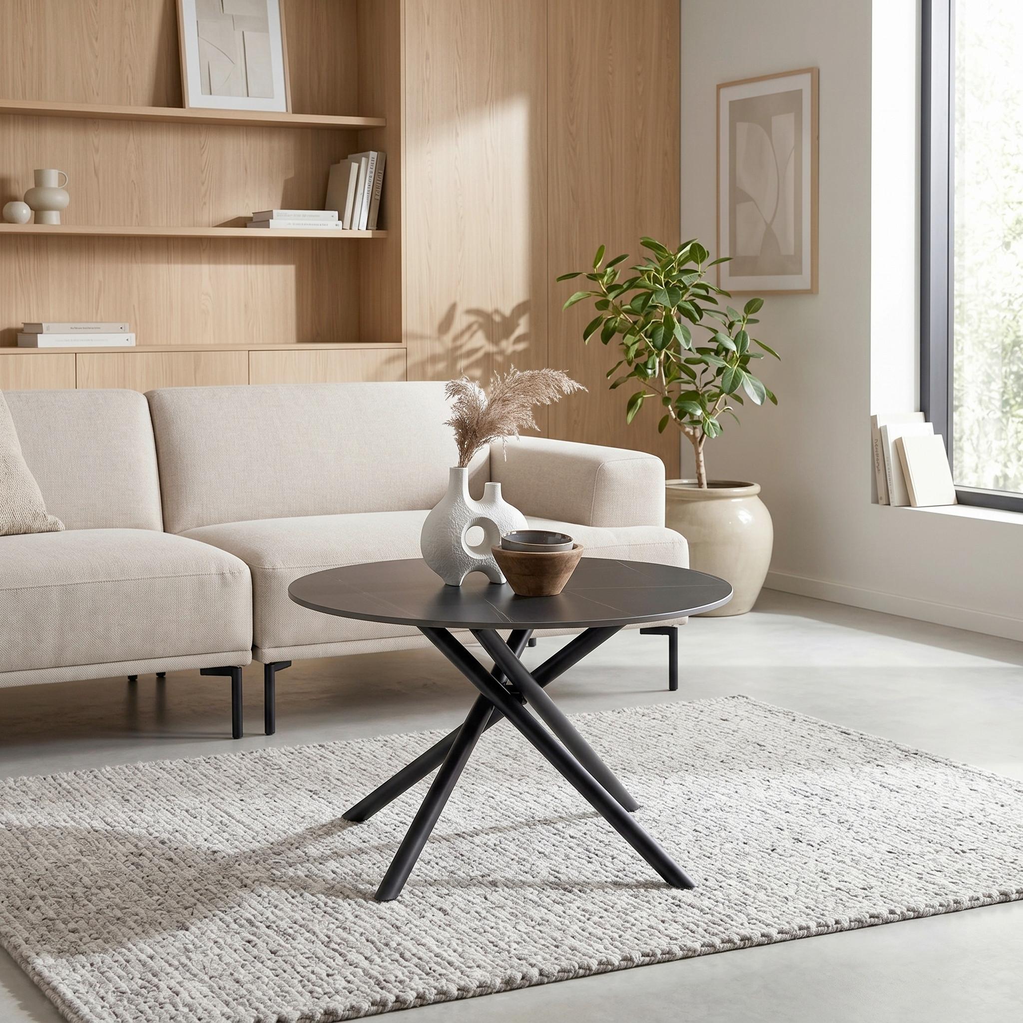 SOFFBORD MARBELLA - svart, Modern, metall/keramik (70/70/44cm) - Mömax