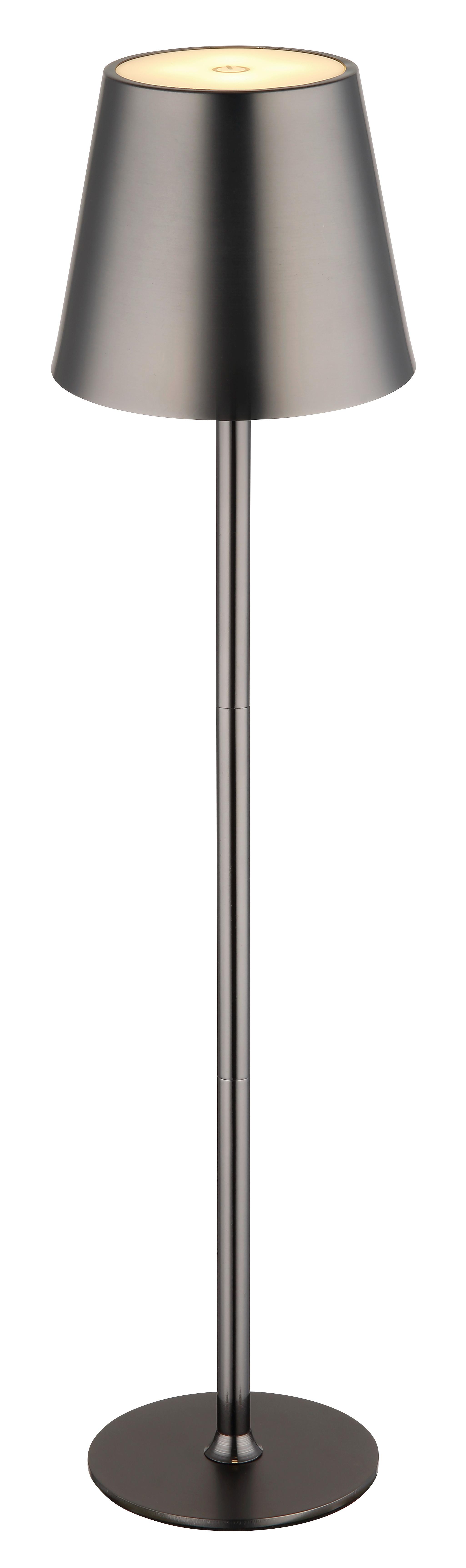 Akku-Tischleuchte Vannie Schwarzchrom max. 3 Watt - Schwarzchrom/Schwarz, KONVENTIONELL, Kunststoff/Metall (11,2/47cm) - Globo