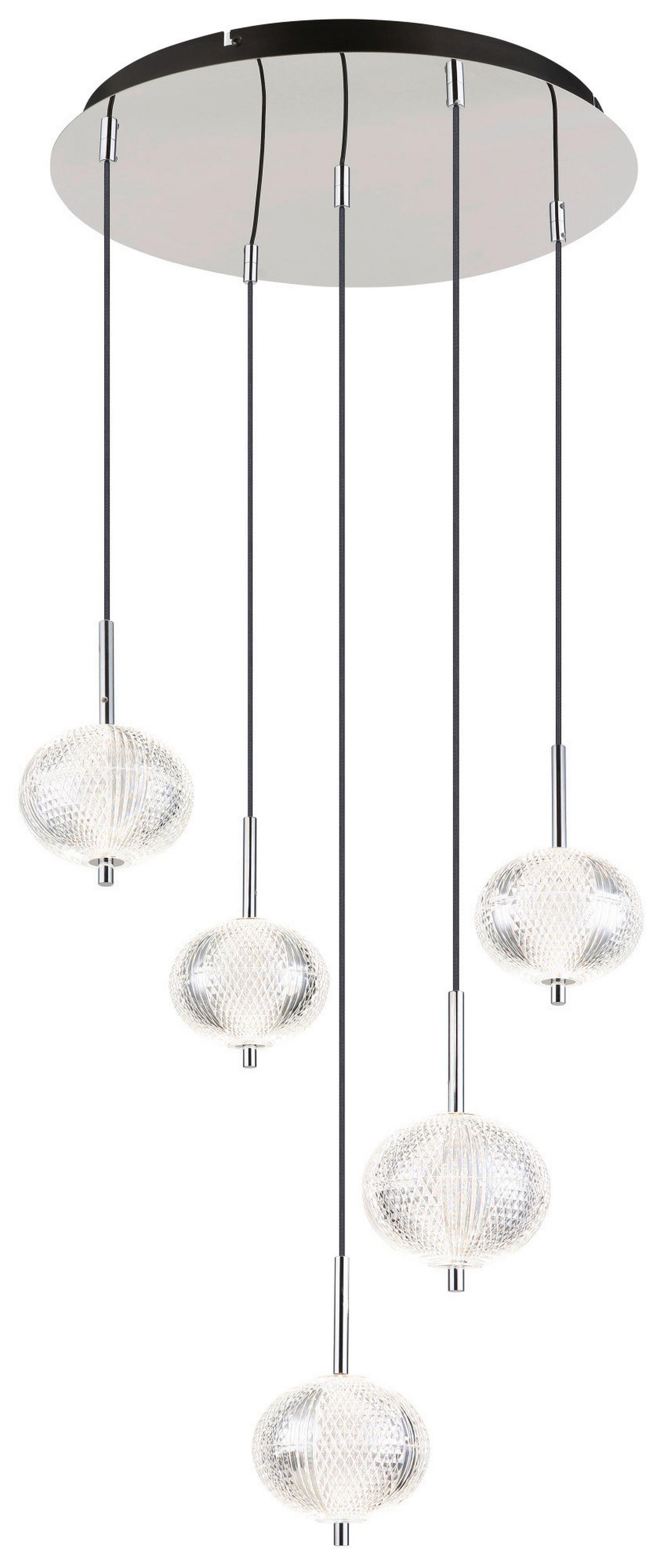 LED-Hängeleuchte Aida Klar/Schwarz max. 33 Watt - Klar/Schwarz, Basics, Kunststoff/Metall (57/150cm) - Globo