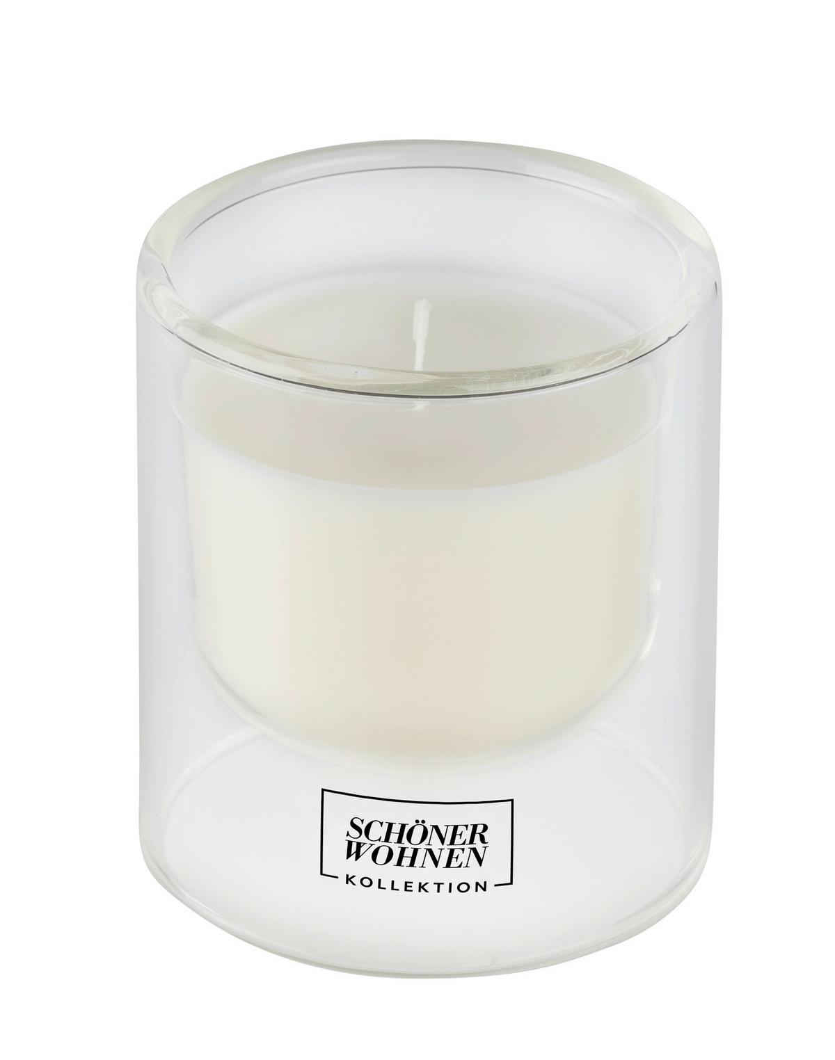 Duftkerze Schöner Wohnen-Kollektion Klar/Weiß - Klar, Design, Glas (7,5/8,5cm) - Schöner Wohnen