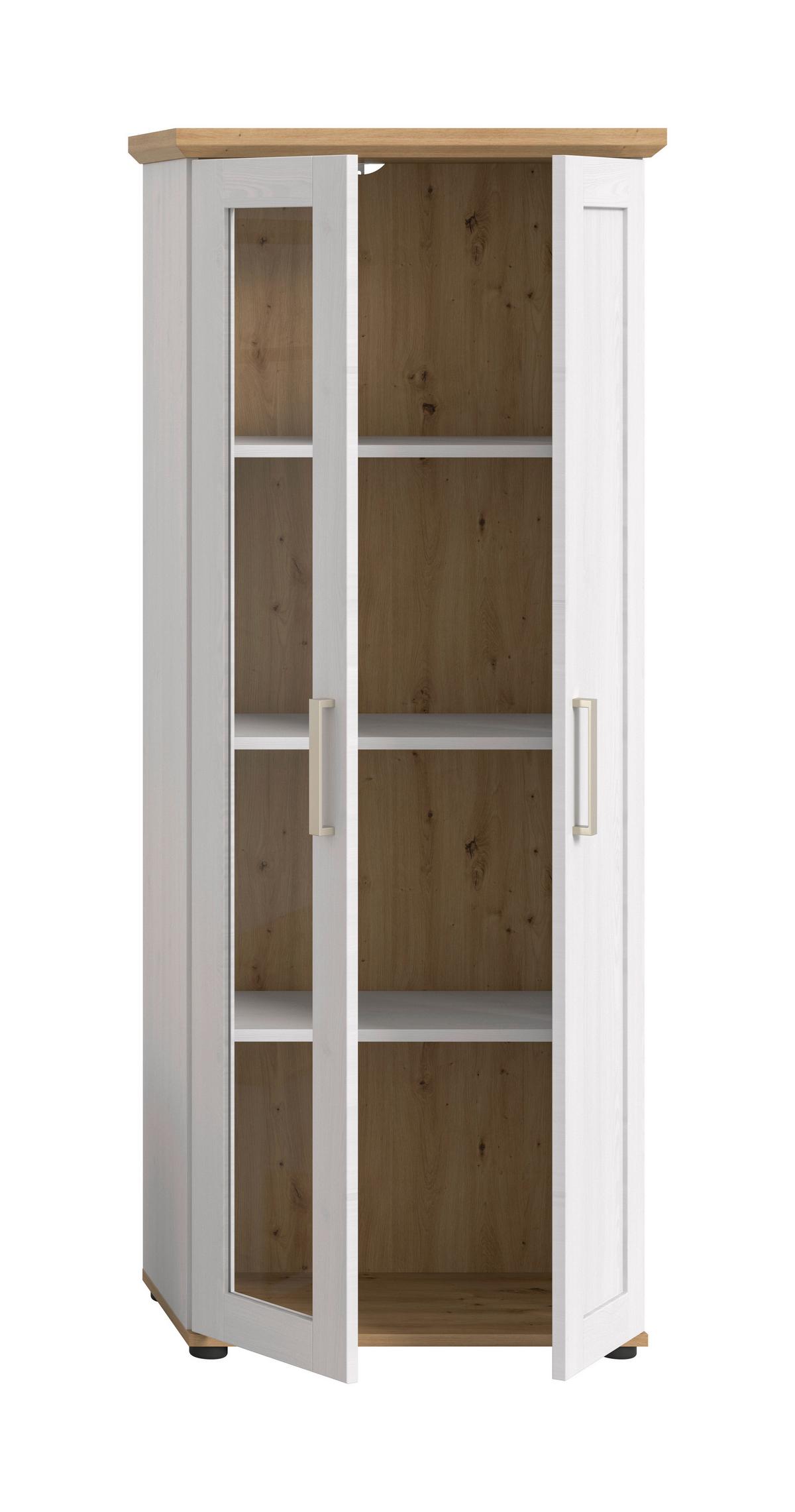 Vitrine Verona Lärche/Eiche - Silberfarben/Lärchefarben, Design, Holzwerkstoff/Kunststoff (64/161/37cm) - Livetastic