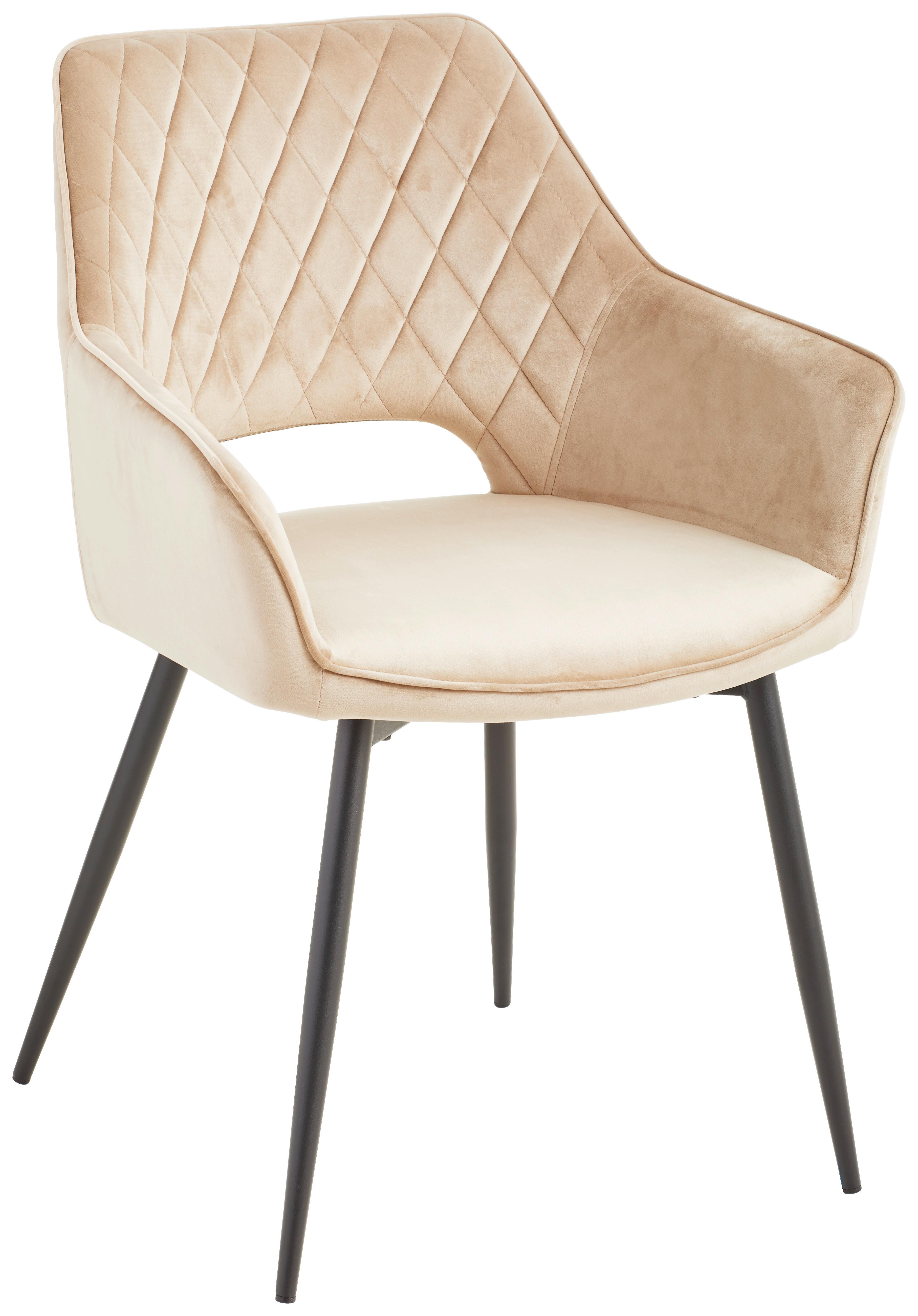 KRZESŁO Z PODŁOKIETNIKAMI GENUA - beżowy/czarny, Konventionell, metal/drewno (56/80,5/56cm) - MID.YOU