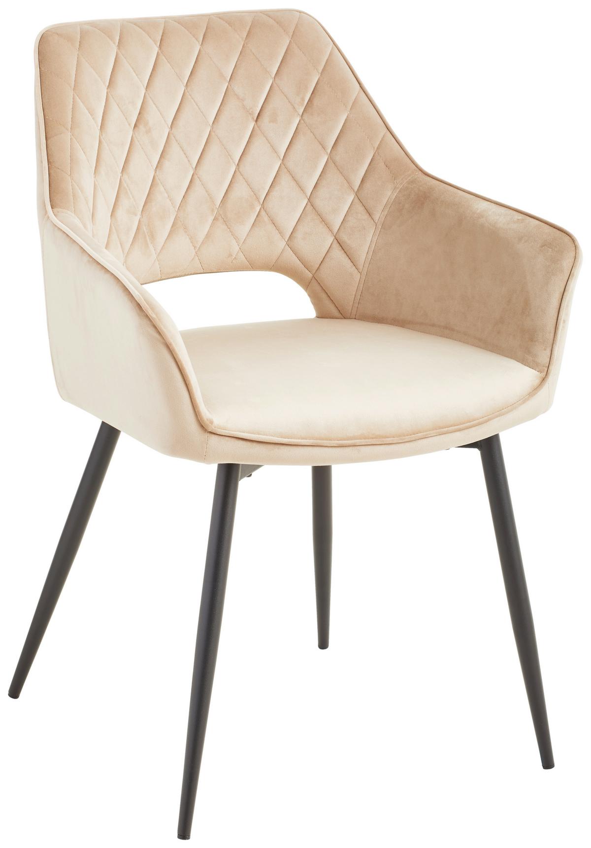 KRZESŁO Z PODŁOKIETNIKAMI GENUA - beżowy/czarny, Konventionell, metal/drewno (56/80,5/56cm) - MID.YOU